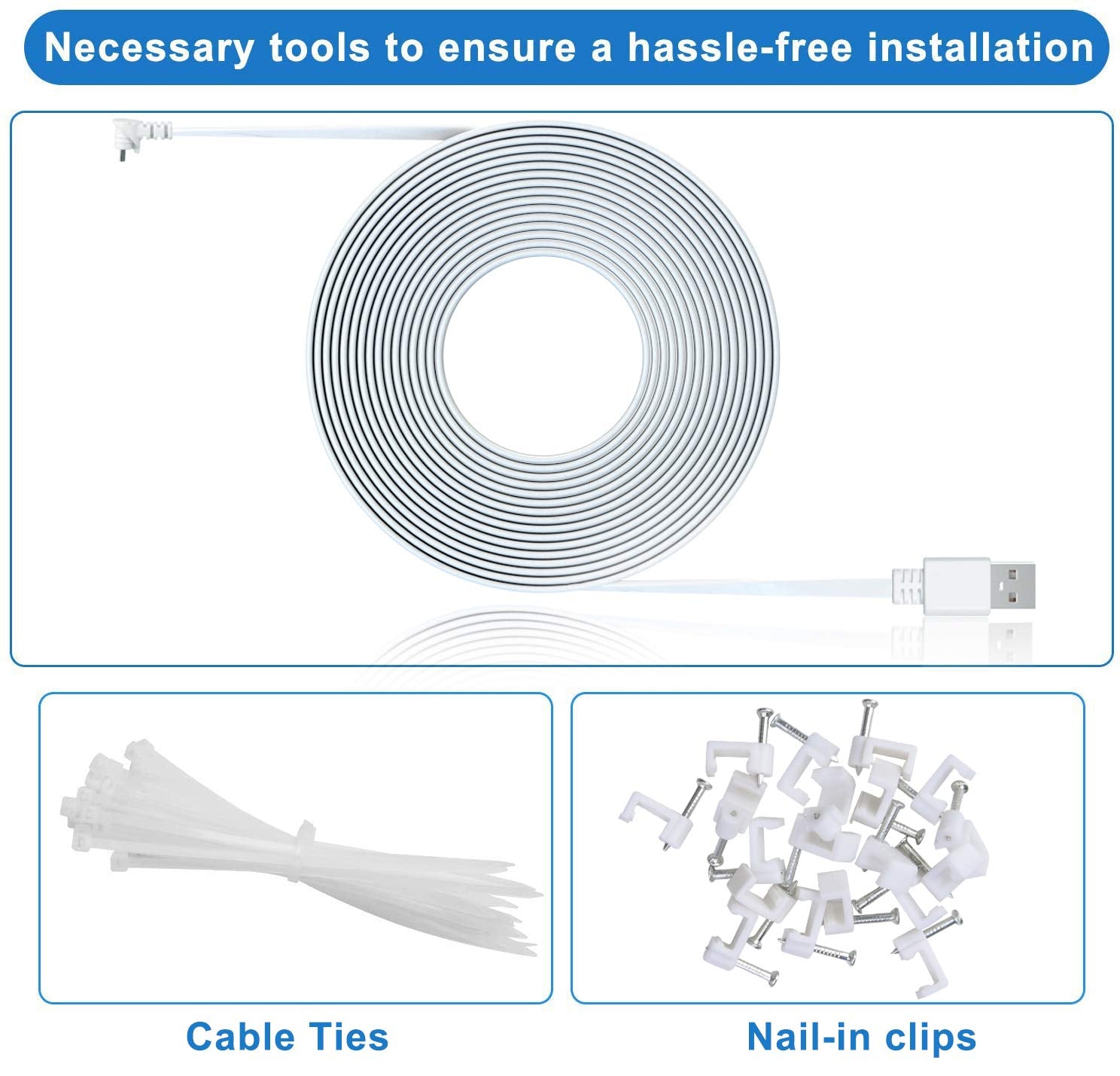 Itramax 30 Feet Right Angled Micro Usb Power Cable With Qc 3.0 Charger Brick,Power Supply Adapter And Charging Cord,Outdoor Quic