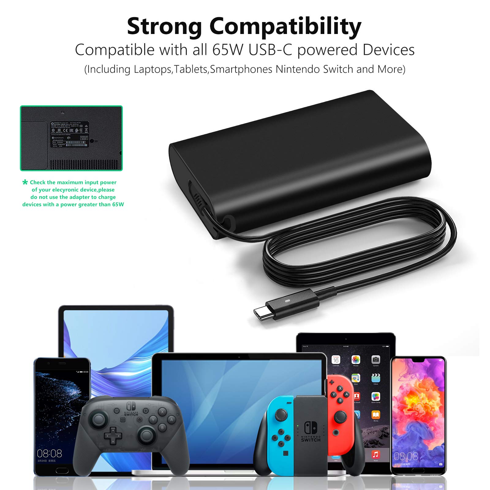 65W 45W Usb C Laptop Charger For Dell Vpro Vostro Xps 13 Chromebook & Latitude Series 5520 7420 7410 5420 5530 3420 E5430 E7430