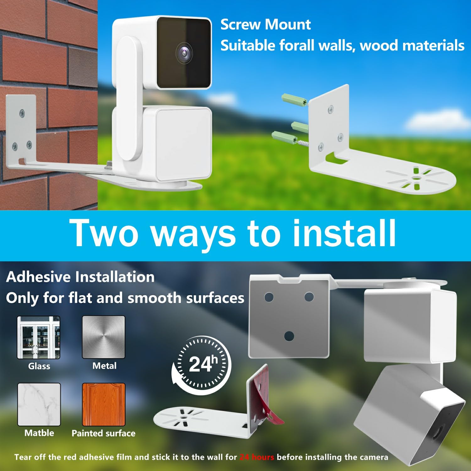 Haoyou Outside Corner Wall Mount Bracket For Wyze Cam Pan V3/V2 Wyze Cam V4/V3, Maximum Coverage On Both Sides Of The House 270 Degrees, Reduces Blind Spots And Maximises Field Of View (2Pack White)