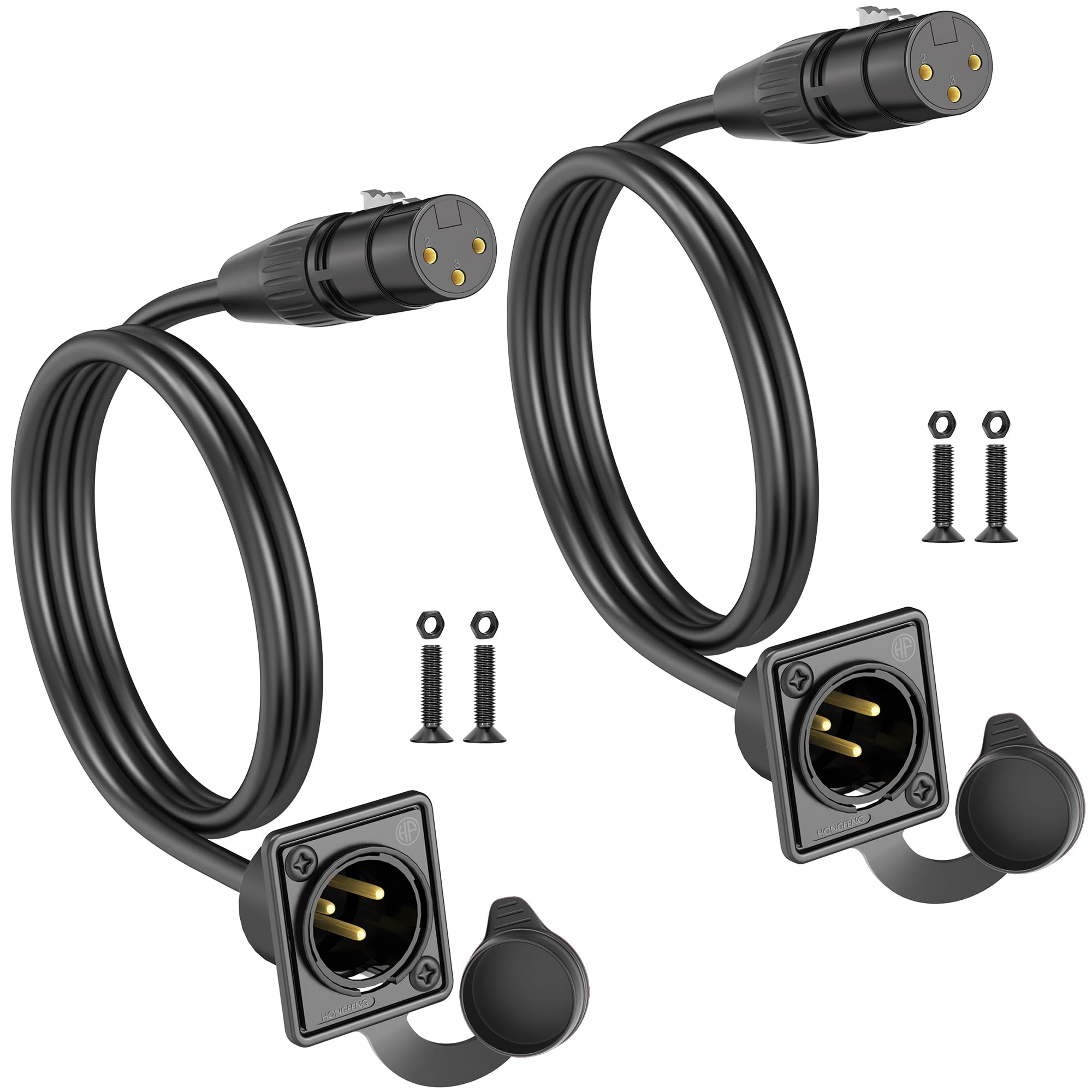 HOSONGIN Premium XLR Pass Through Cable Male to Female, No Solder, for Stage Box, Patch Panel, Floor Box - No Solder for Pro Aud