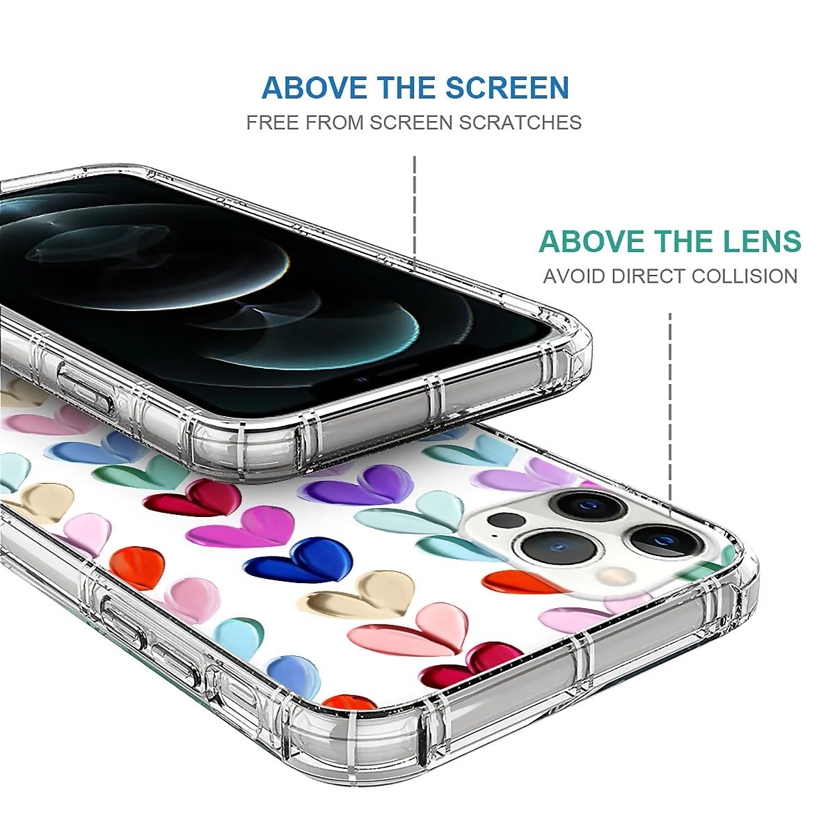 Tamefox Case Compatible With Clear Iphone 11 Pro,Oil Painted Heart Slim-Fit Shock-Resistant Raised Bezel Camera Protection Desig