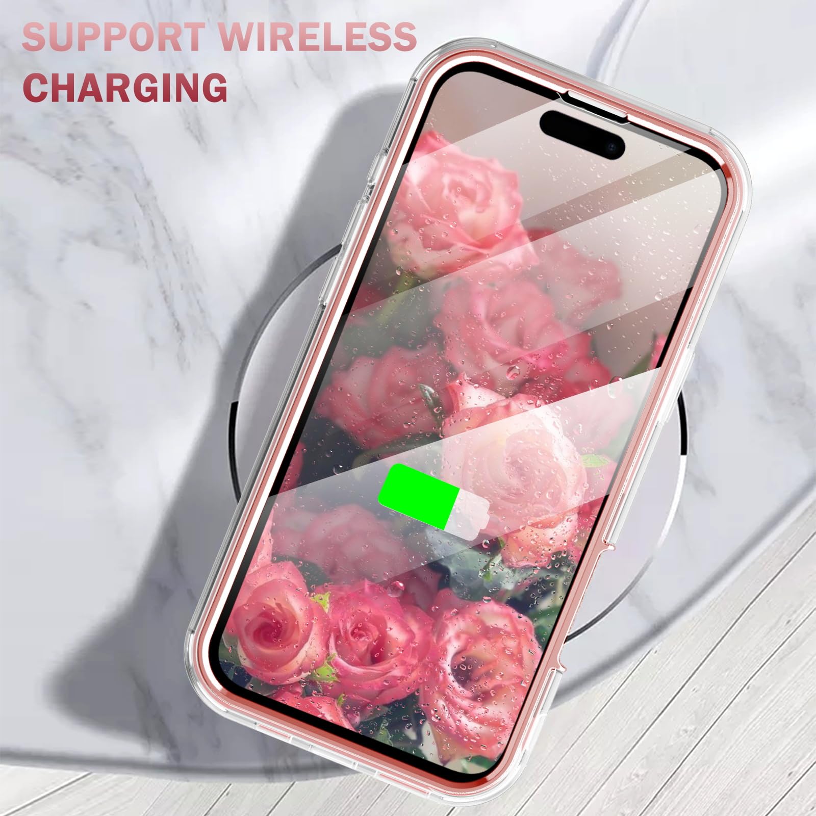 Turquiase Cute Flower Case For Iphone 16 6.1 Inch Built With Screen Tector, Lightweight And Stylish Full Body Shockof Tective Ru