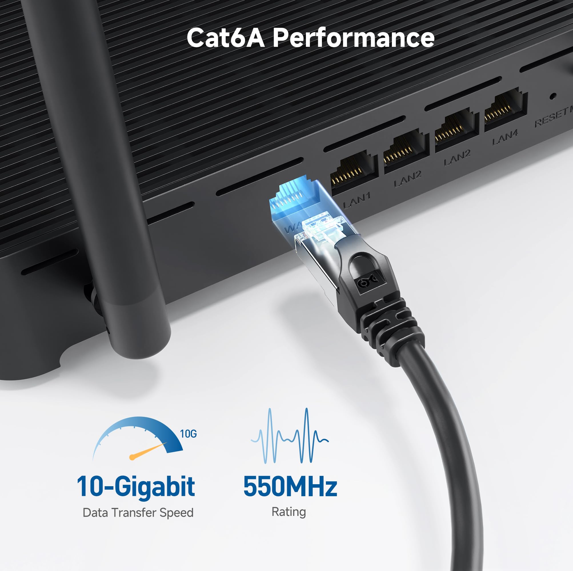 Cable Matters 10Gbps Snagless Long Shielded Cat 6A Ethernet Cable - 125Ft, Cat 6A Cable, Cat6A Cord, Ethernet Cord, Black