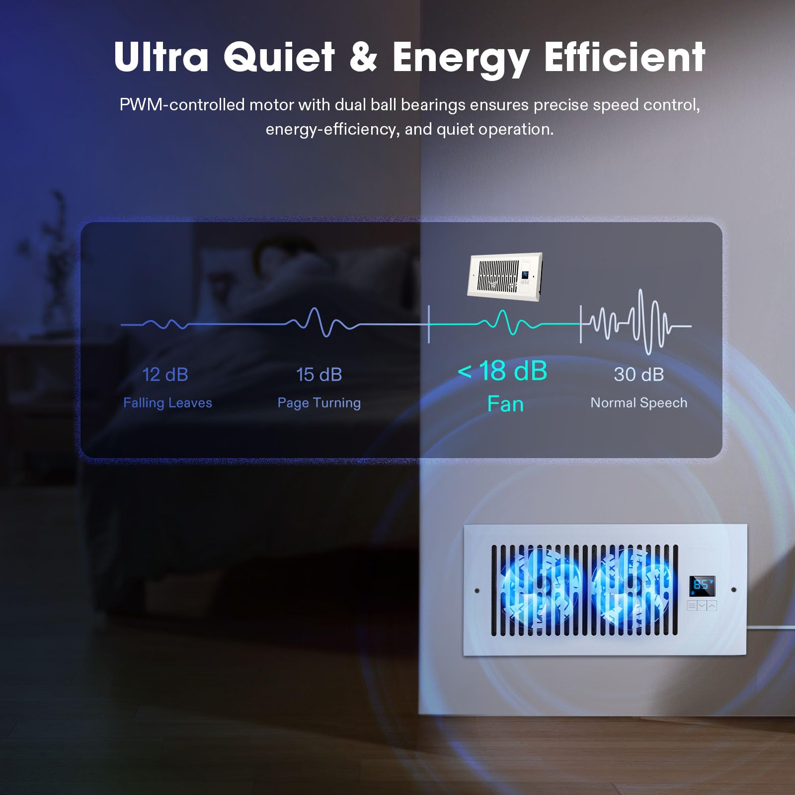 Vivosun Quiet Register Booster Fan 4     10   , Smart Register Vent With Intelligent Thermostat Control, Cooling Heating Ac Vent