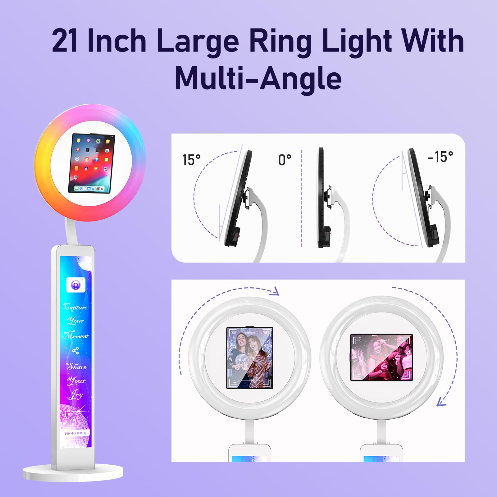 Sioxcfz Portable Photo Booth Shell Stand For Ipad 10.2'' 10.9'' 11'' 12.9 Selfie Digital Photobooth Machine With Software App Co