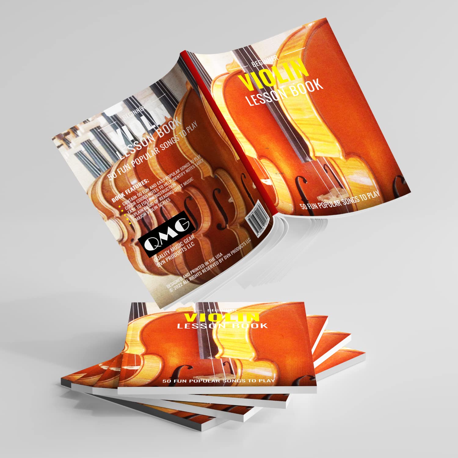 Qmg Beginner Violin Lesson Book, Suitable For All Levels, Color Coded Notes, 50 Amazing & Popular Songs