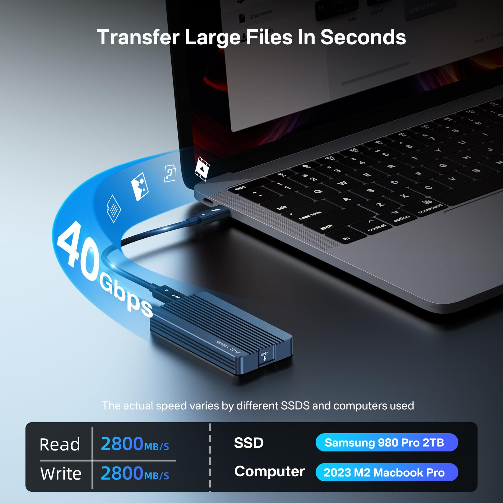 Acasis 40Gbps M.2 Nvme Ssd Enclosure, Tbu405 For M1 M2 Pro/Max, Compatible With Usb4/3.2/3.1/3.0/2.0, Support Ssd Size 2280 B+M M Key