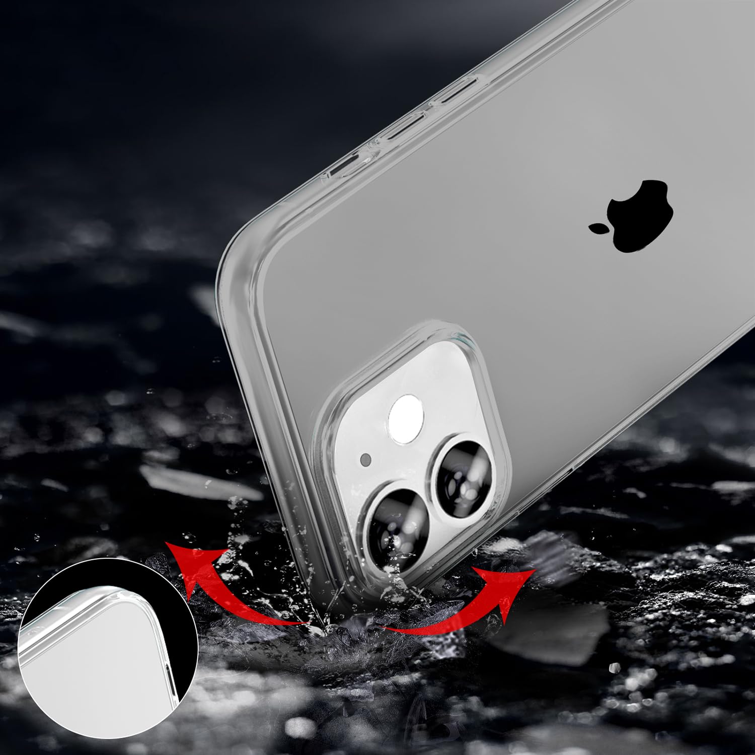 Tenoc Phone Case Compatible With Iphone 12 & Iphone 12 Pro, Gray Case Clear Shockproof Protective Bumper Slim Cover For 6.1 Inch