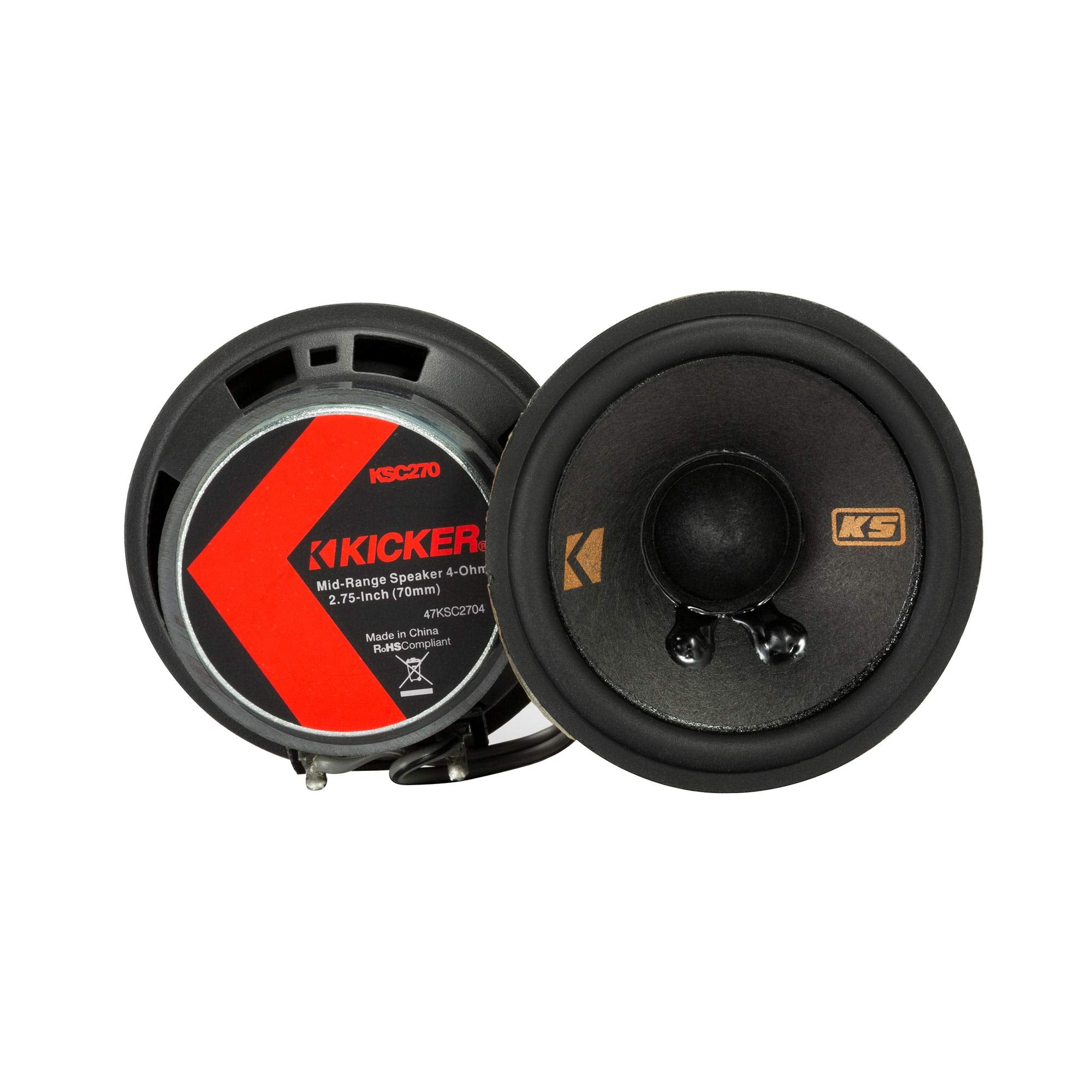 Kicker 47Ksc2704 2.75'' Mid Range Speakers, 4Ohm With Brackets For Select Gm/Chrysler/Subaru/Jeep And Toyota Included