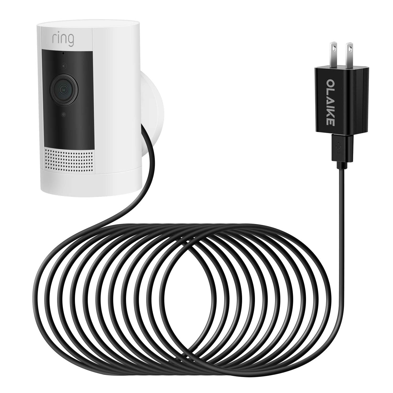 Olaike 8M/26Ft Indoor/Outdoor Power Adapter For Ring Stick Up Cam Battery/Plug In, Ring Spotlight Cam Battery, Weatherproof Cabl