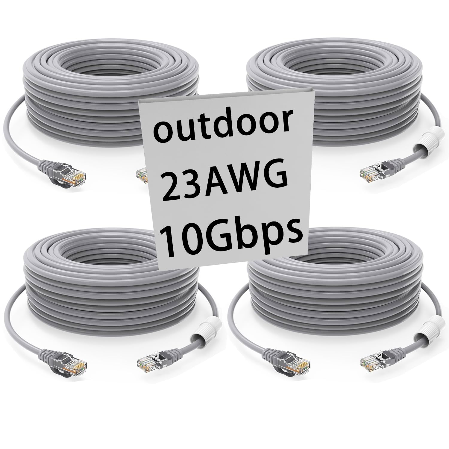 Gwfiber Cat 6 Ethernet Cable 50 Ft Heavy Duty Internet Cable (15 Meter) Cat5E/Cat6 Poe Cable Cat6 Uv Waterproof Direct Burial & Indoor Outdoor Ethernet Cable Network Cable 4 Pcs(1&4Pcs Available