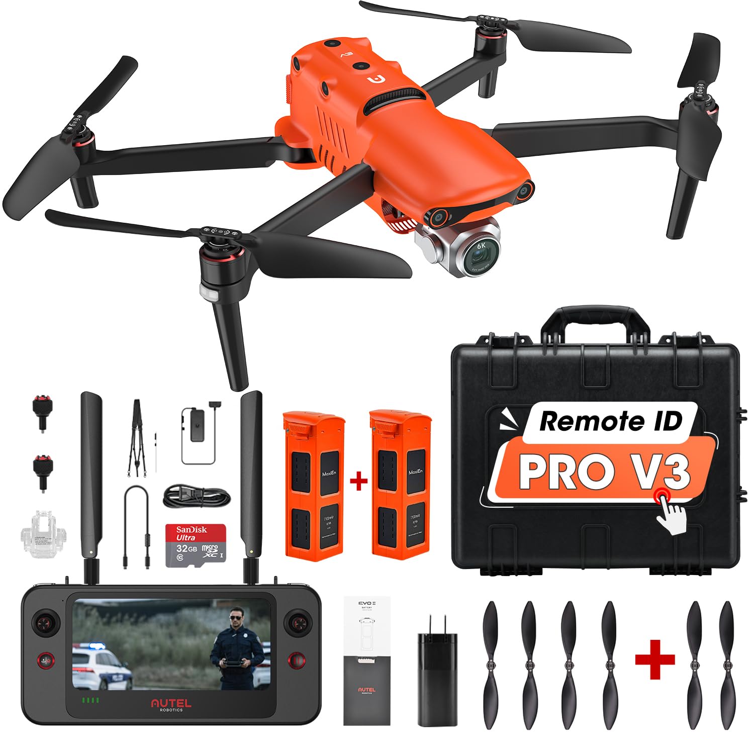 Autel Robotics Evo 2 Pro V3: Son Y 1'' Cmos Sensor & 6K Hdr Video, Moonlight Algorithm 2.0, Max Iso 44000,12 Bit Dng, 6.4'' Smar