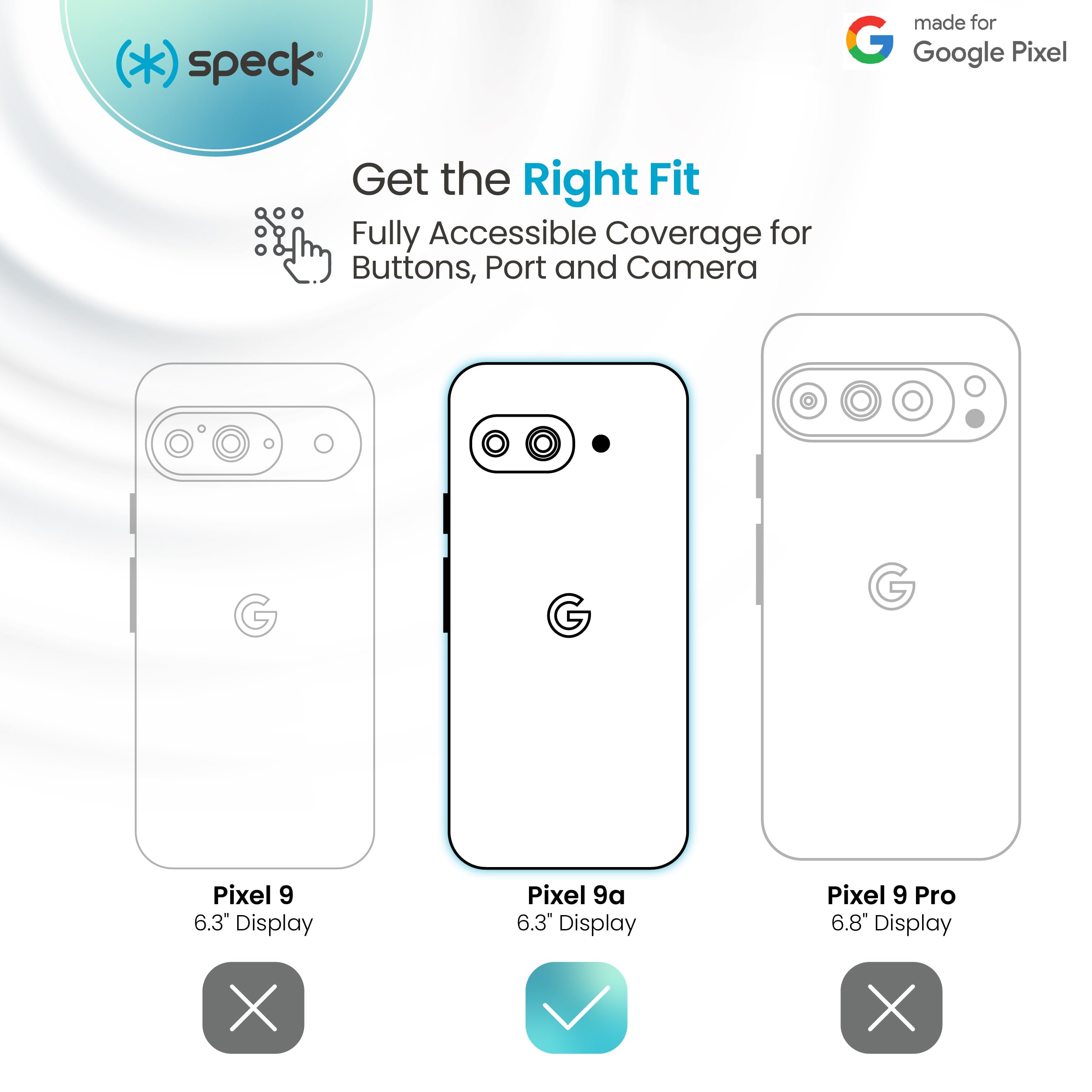 Speck Case Compatible With Google Pixel 9A - Slim Drop Protection With Raised Bezel - Advanced Impact Absorption - Soft Touch De