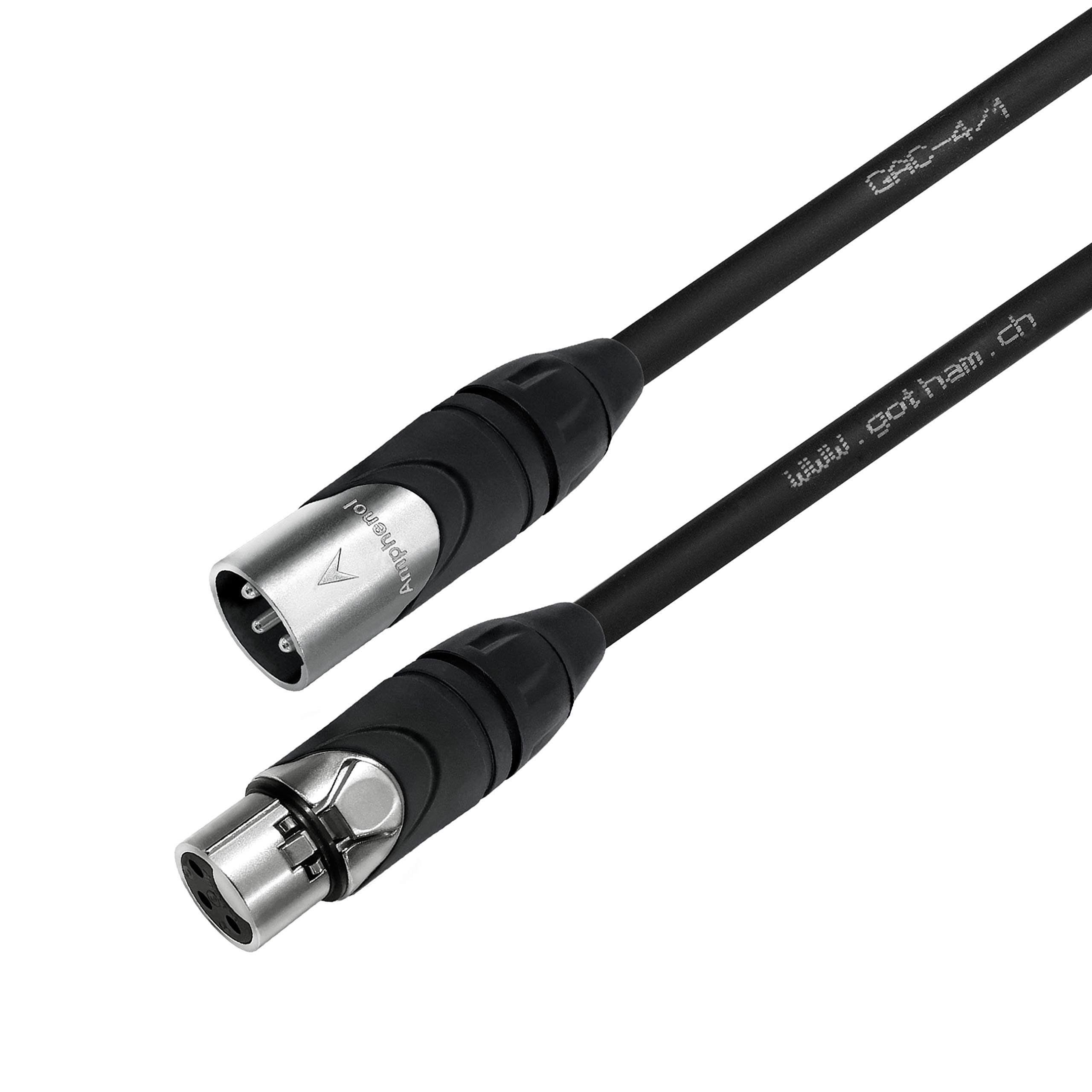 2 Units   8 Foot   Gotham Gac 4/1 (Black)   Star Quad, Dual Shielded Balanced Male To Female Microphone Cables With Amphenol Ax3