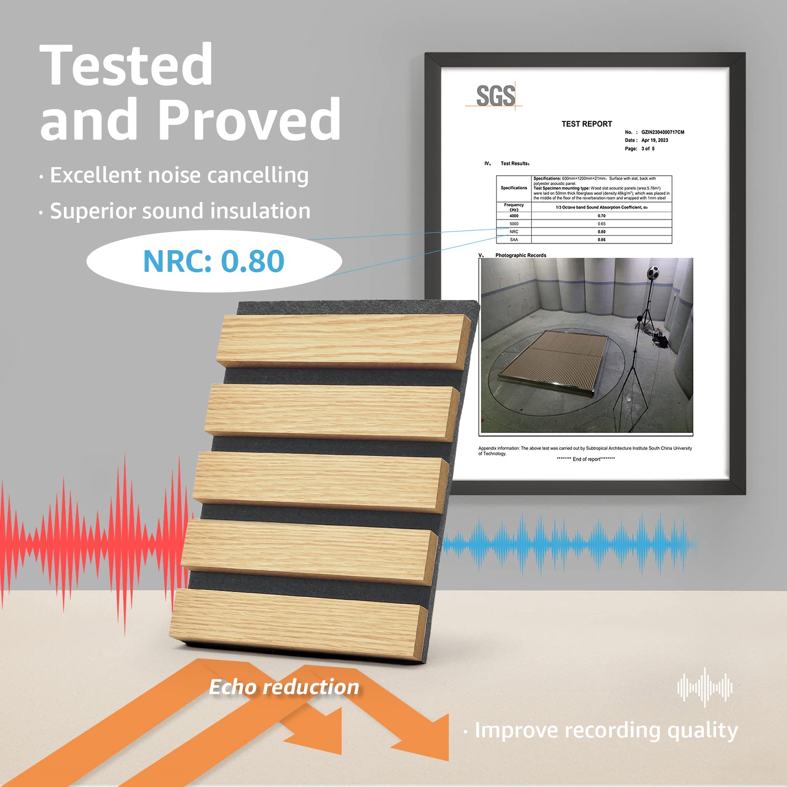 Art3D 2 Wood Slat Acoustic Panels For Wall And Ceiling   3D Fluted Sound Absorbing Panel With Wood Finish   Oak