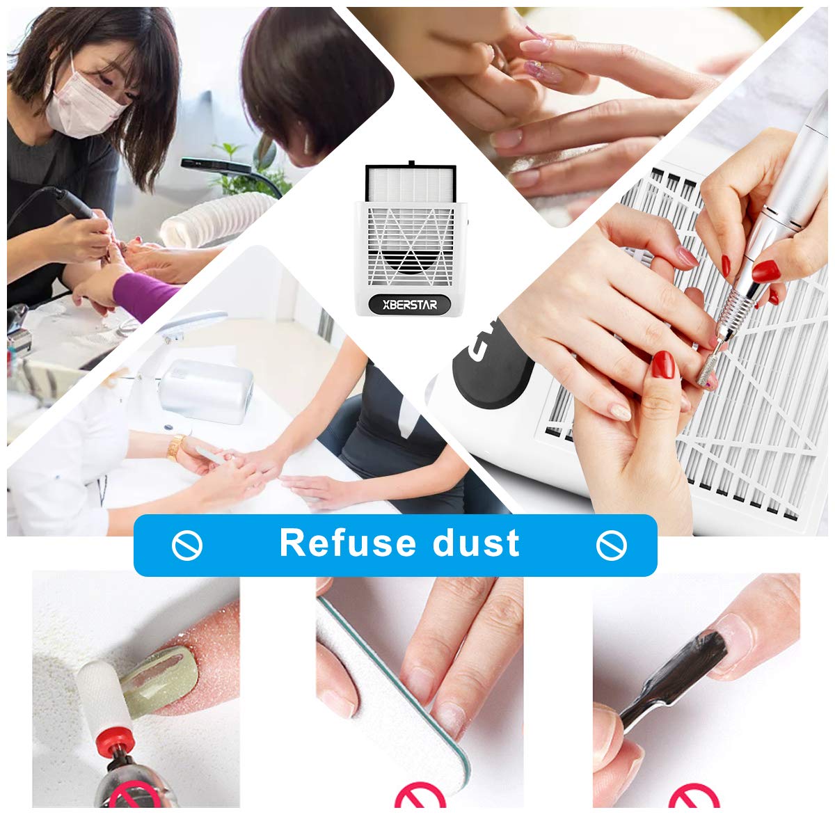 Xberstar Nail Dust Collector Filters Screen With 2Pcs Replacement For Nail Dust Vacuum Machine