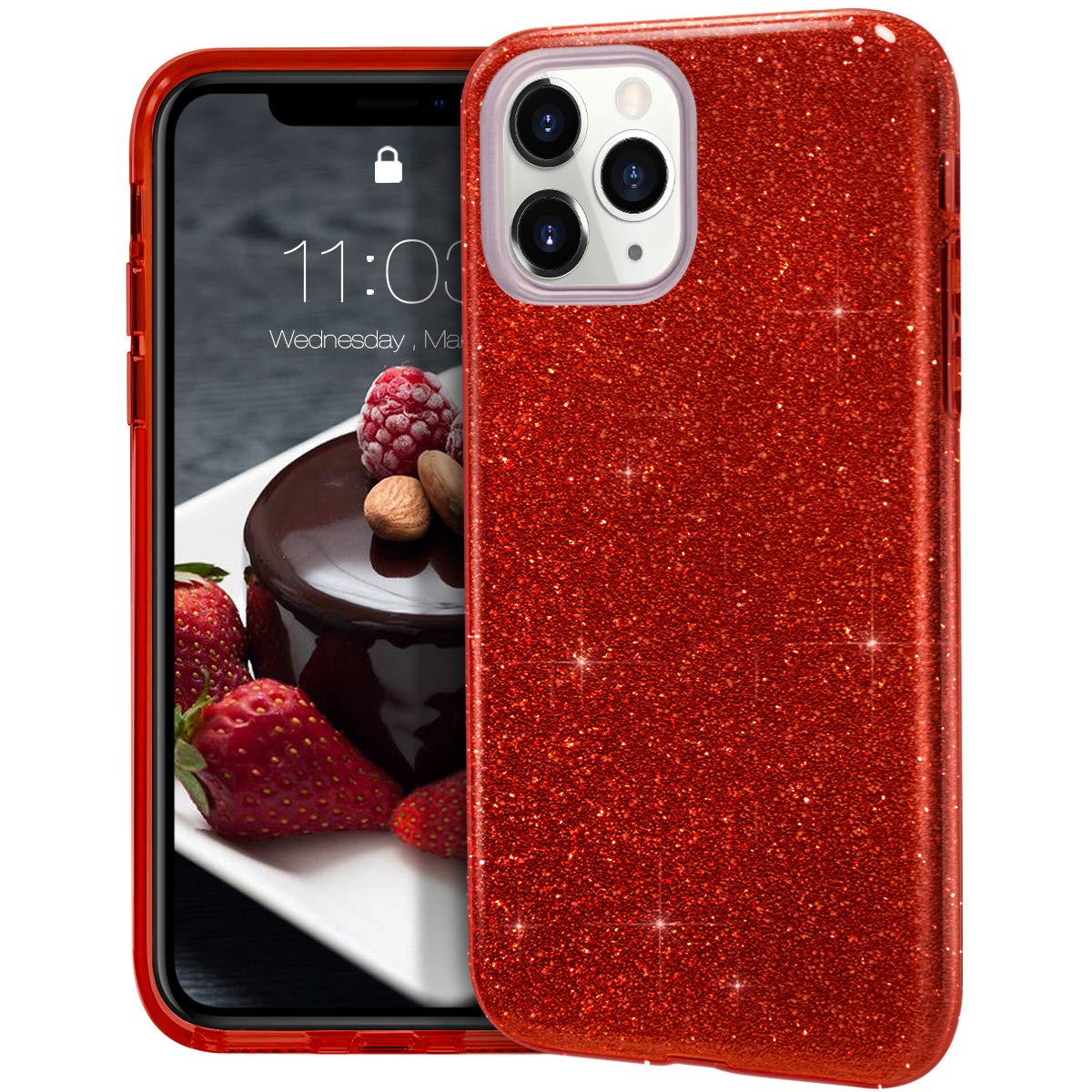 Mateprox Compatible With Iphone 11 Pro Case,Bling Sparkle Cute Girls Women Protective Christmas Case For Iphone 11 Pro 5.8Inch(R