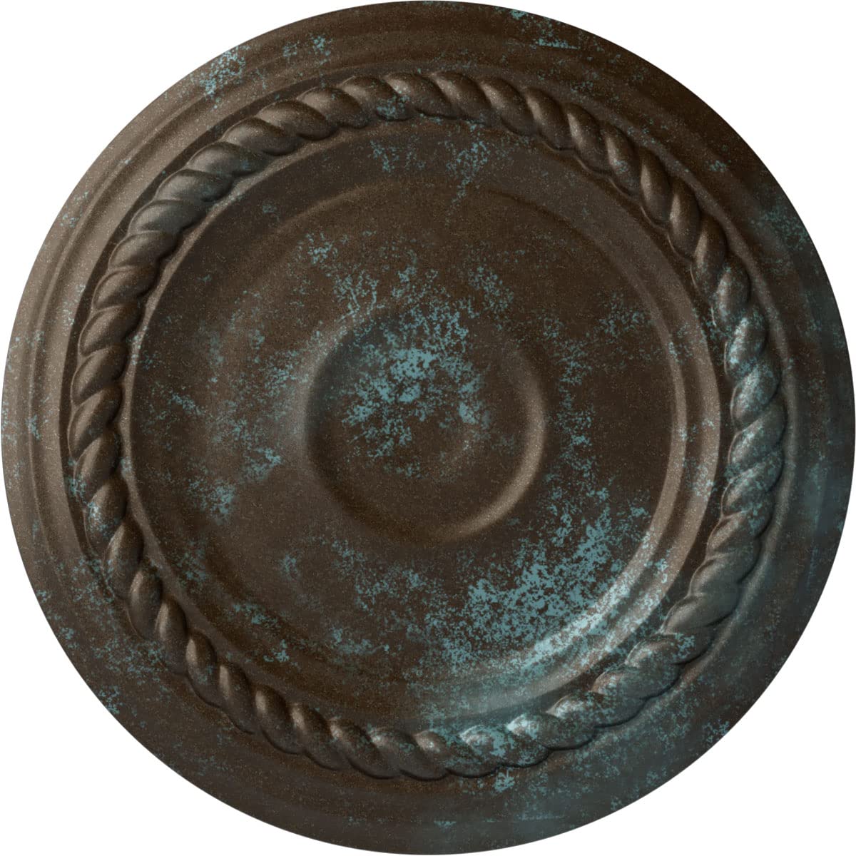 7 7/8OD x 3/4P Small Alexandria Ceiling Medallion (Fits Canopies up to 4 5/8), Hand-Painted Bronze Blue Patina