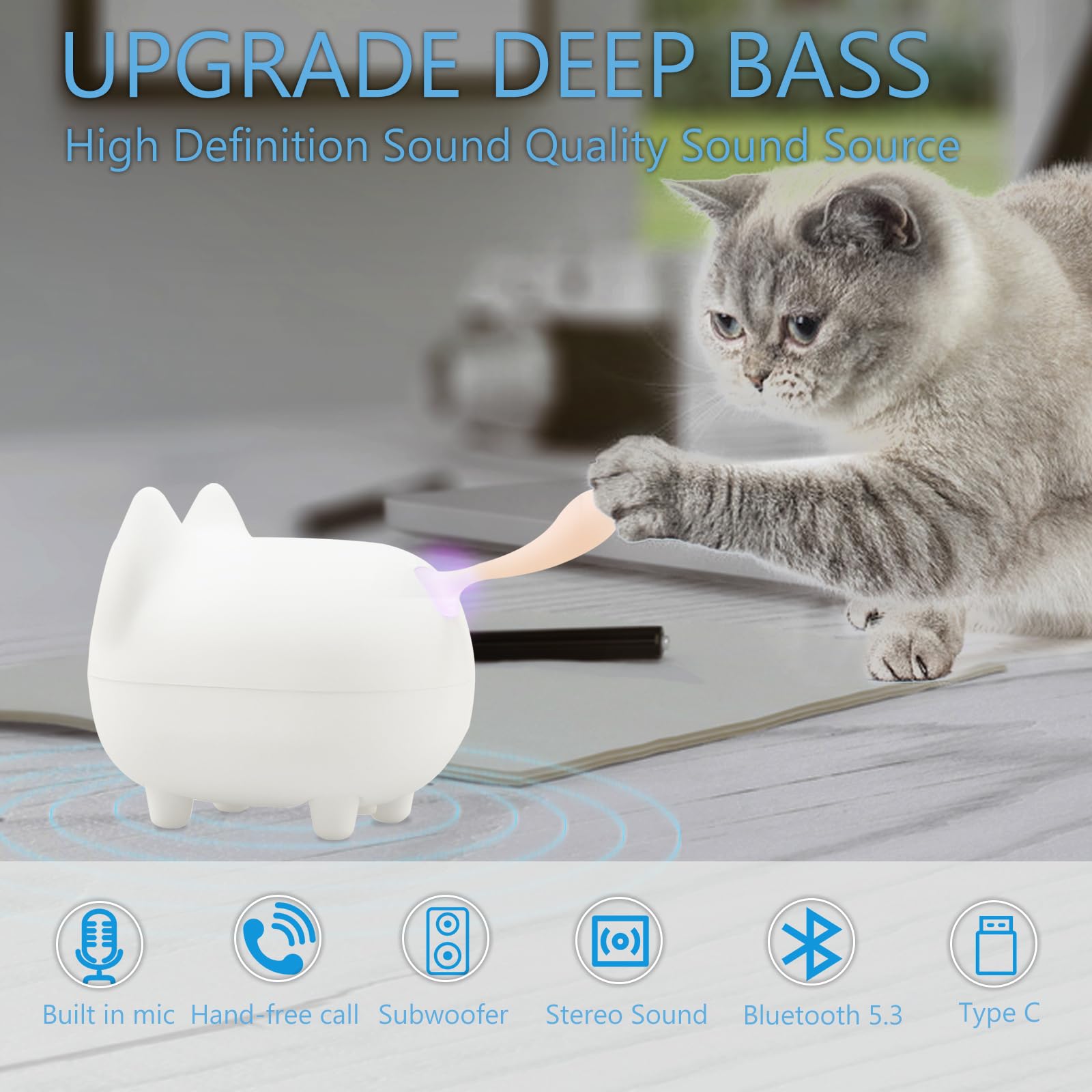 Gingo Kitty Speaker Bluetooth Portable Mini Wireless Speaker With Clarity Stereo, Built In Mic, Super Bass, Powerful Rich Room F