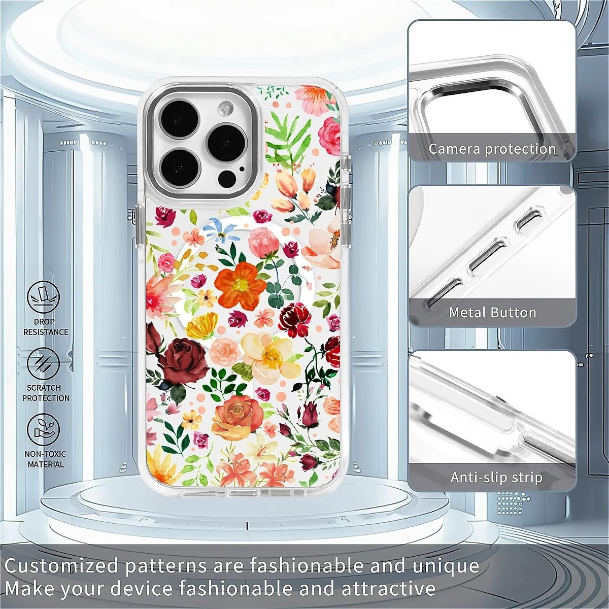 Okbuok For Iphone 13 Pro Max Case [Compatible With Magsafe],Girls Women Clear Magnetic Case Silicone Shockproof Protective Cover