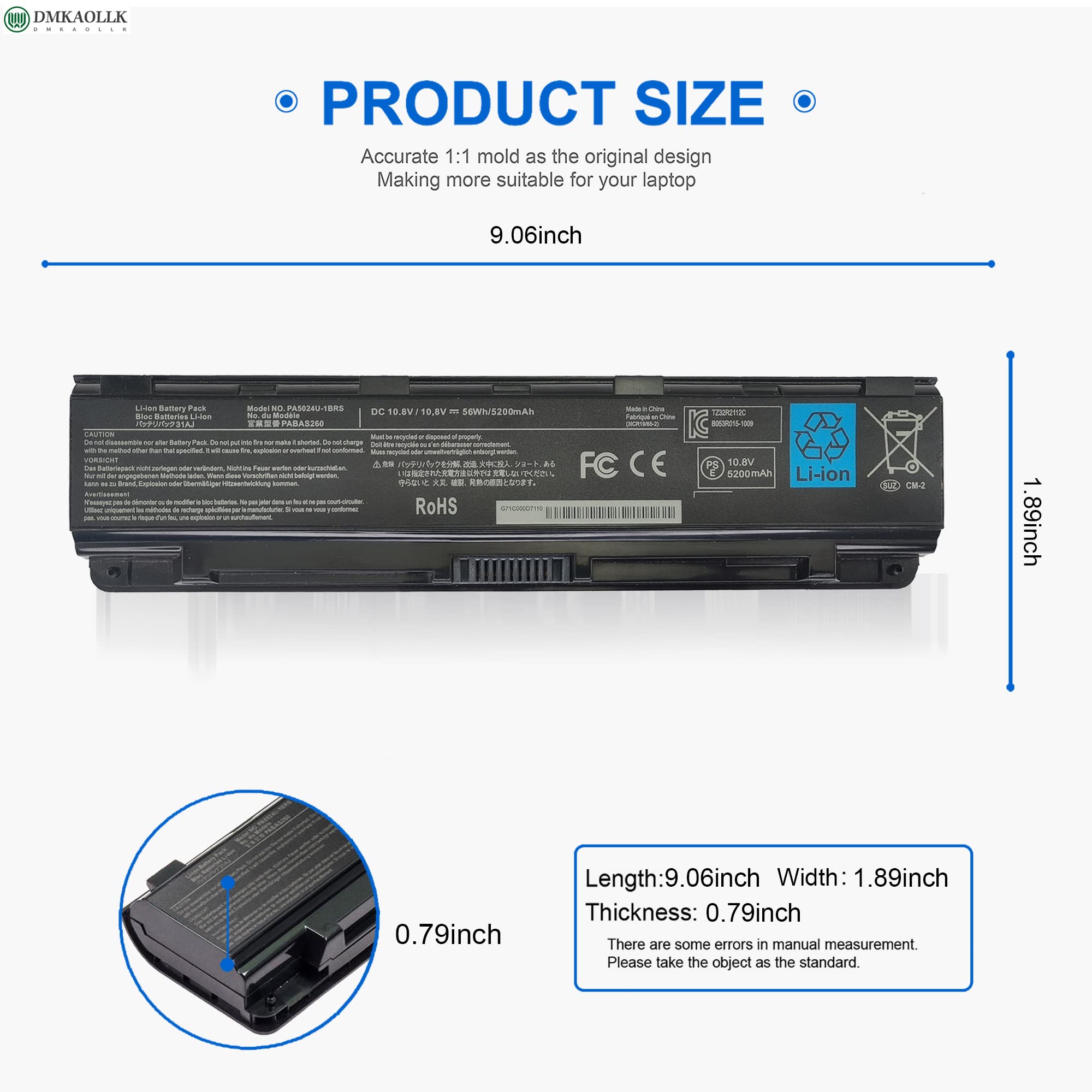 DMKAOLLK Laptop Battery PA5024U-1BRS for Toshiba Satellite S75 P75 C850 C55 L800 P875 Series