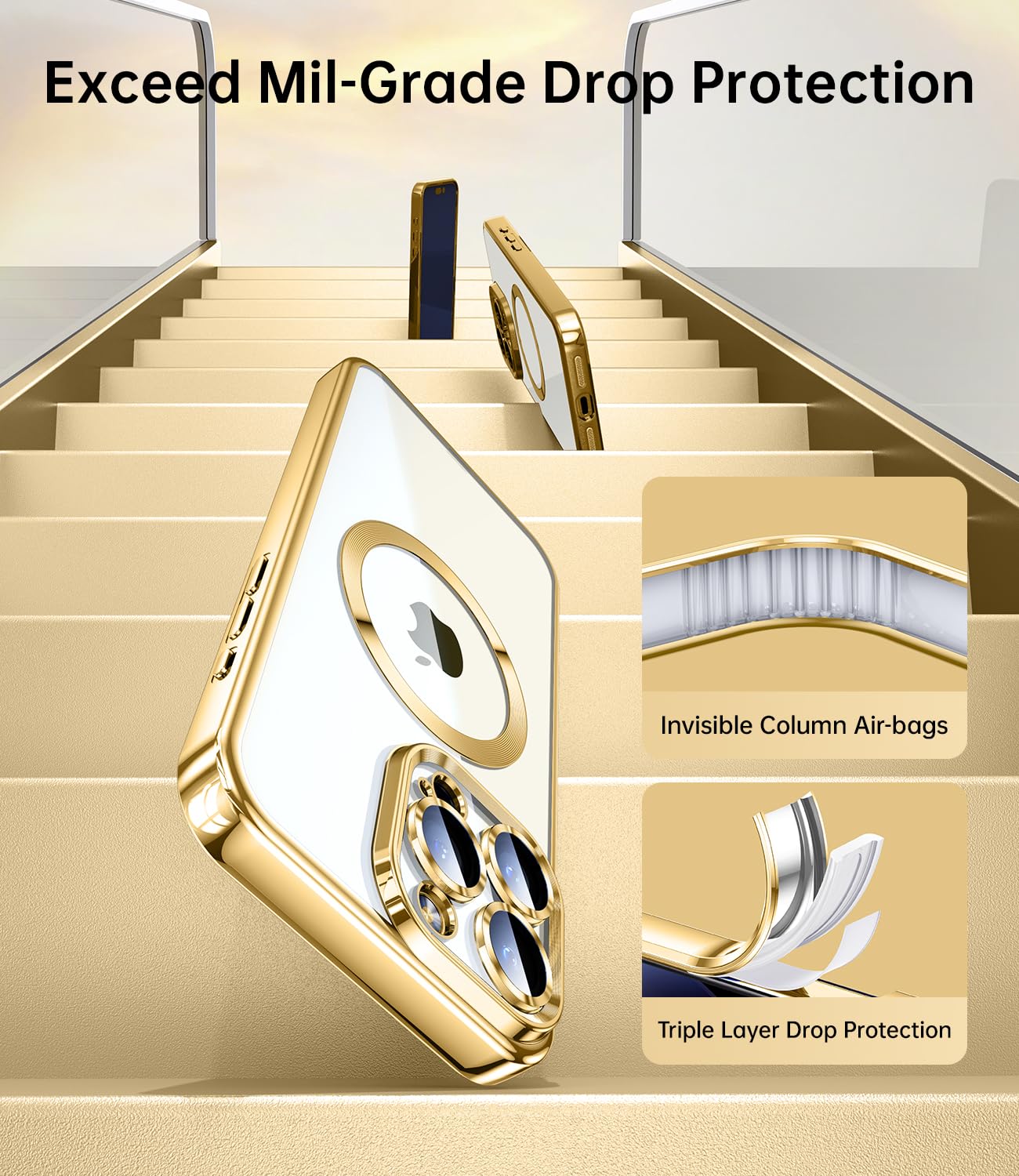 Jueshituo Magnetic Clear For Iphone 15 Pro Max Case With Full Camera Protection [No.1 Strong N56 Magnets] [Military Grade Drop P