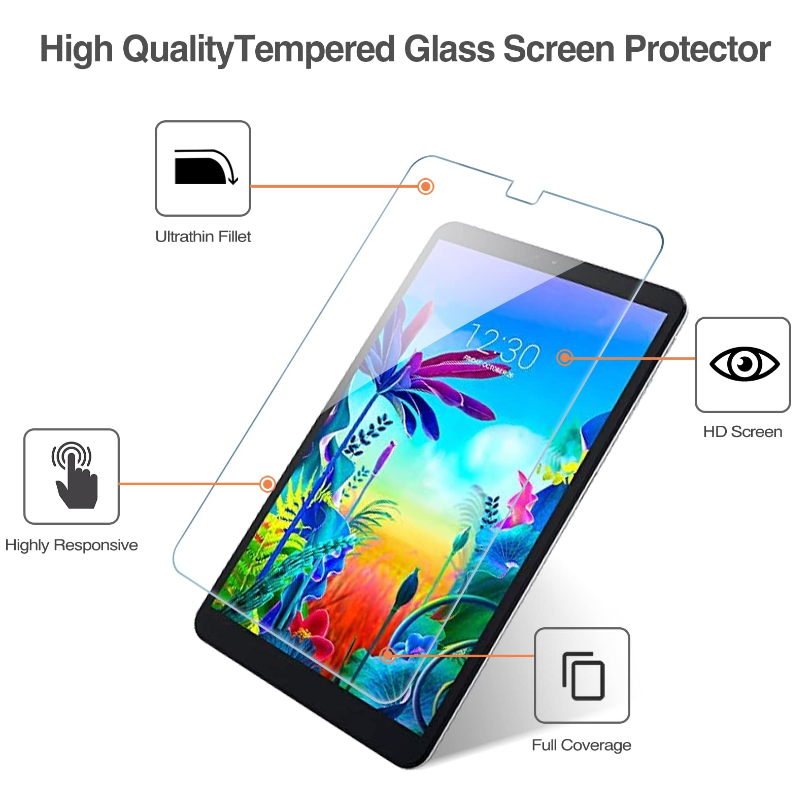 Procase Lg G Pad 5 10.1 Screen Protector 2019 (Lm T600 / Lm T605), Tempered Glass Screen Film Guard Screen Protector For 10.1 Inch Lg G Pad 5 2019  Clear