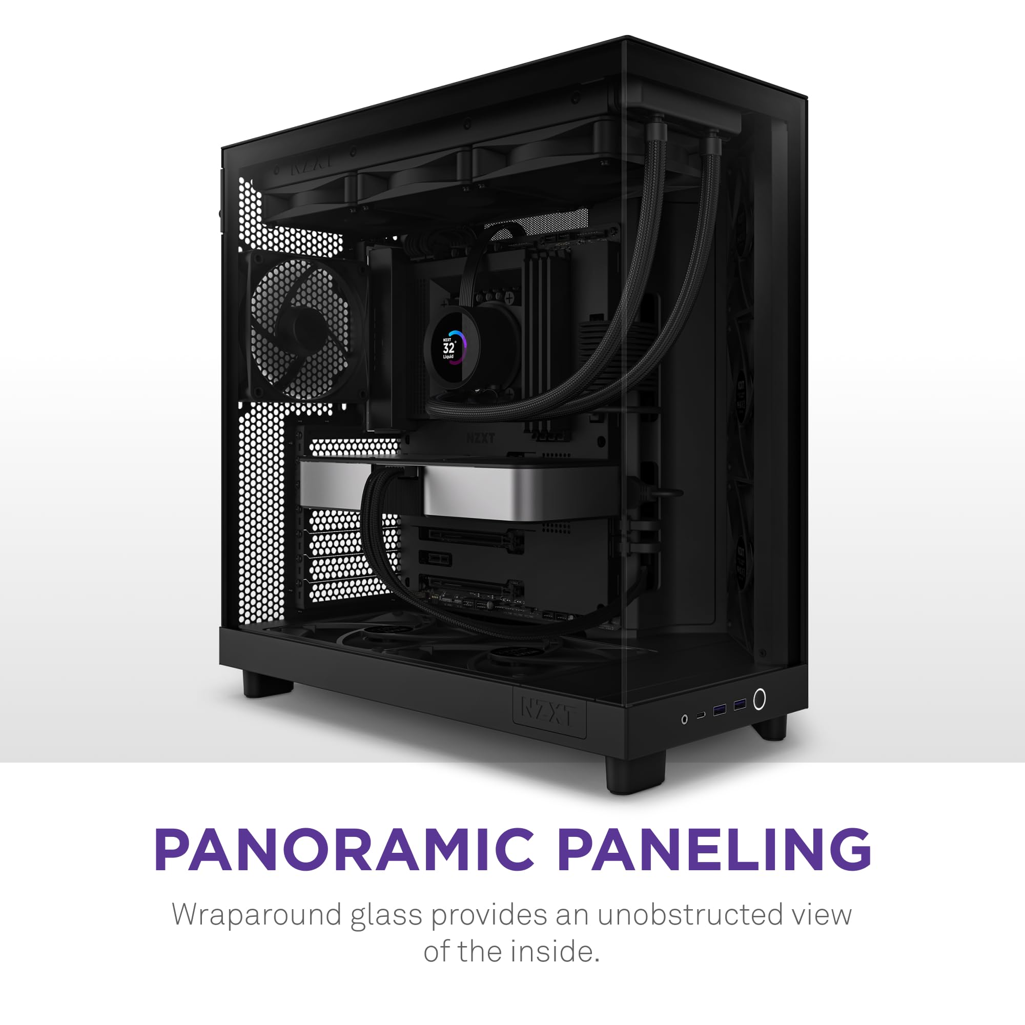 Nzxt H6 Flow | Cc-H61Fb-01 | Compact Dual-Chamber Mid-Tower Airflow Case | Panoramic Glass Panels | High-Performance Airflow Pan