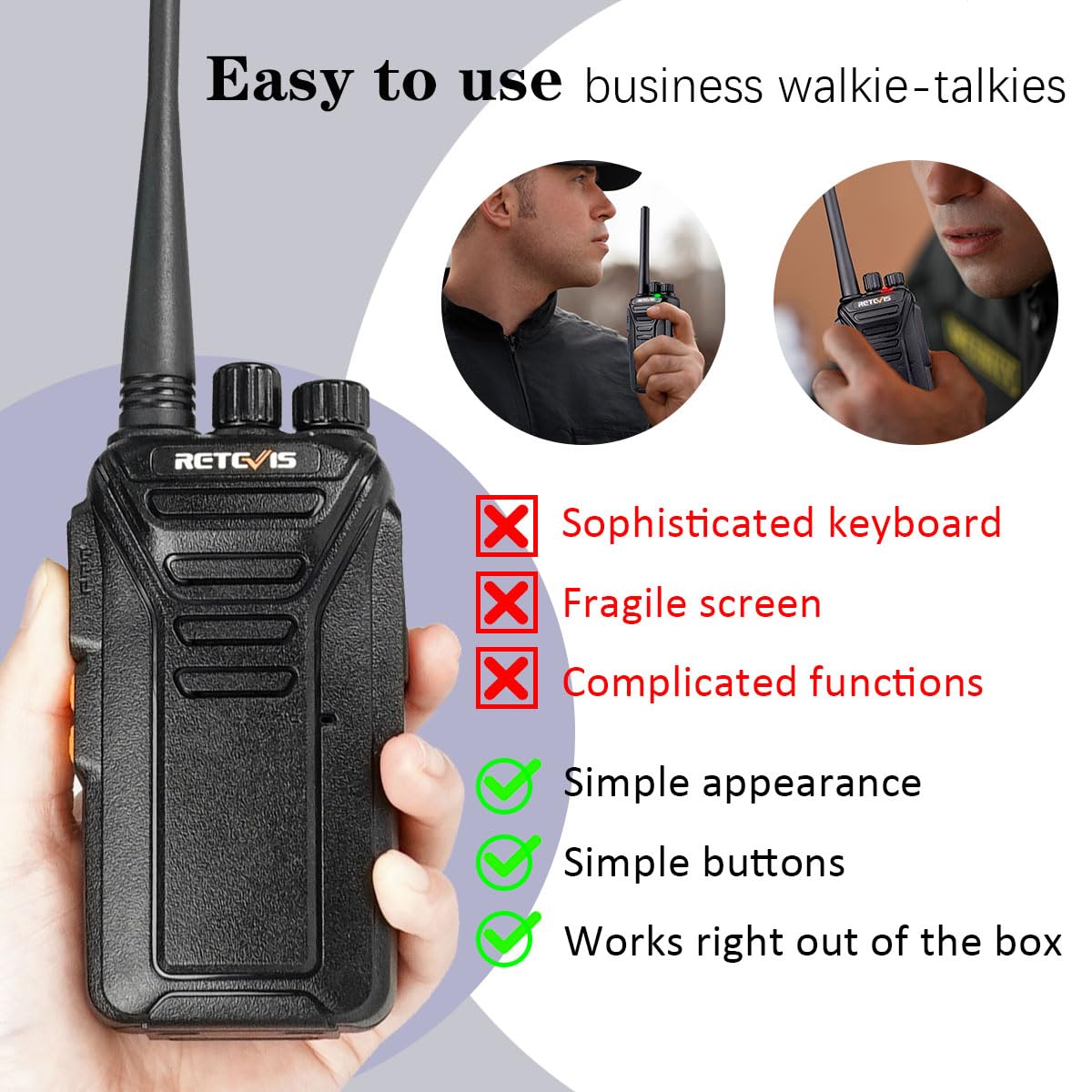 Retevis Rt27V Murs 2 Way Radio, Walkie Talkies Rechargeable, Long Range, Multi Unit Charger, License Free, Rugged, Two Way Busin