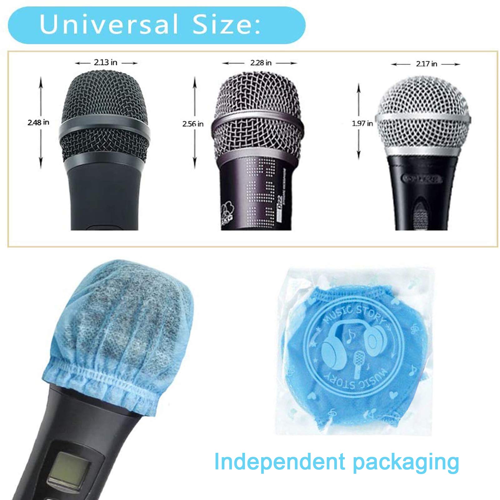 400 Pcs (200 Pack) Tengyes Microphone Hygiene Covers Disposable Non Woven Handheld Mic Mike Cover Windscreen Protective Cap For