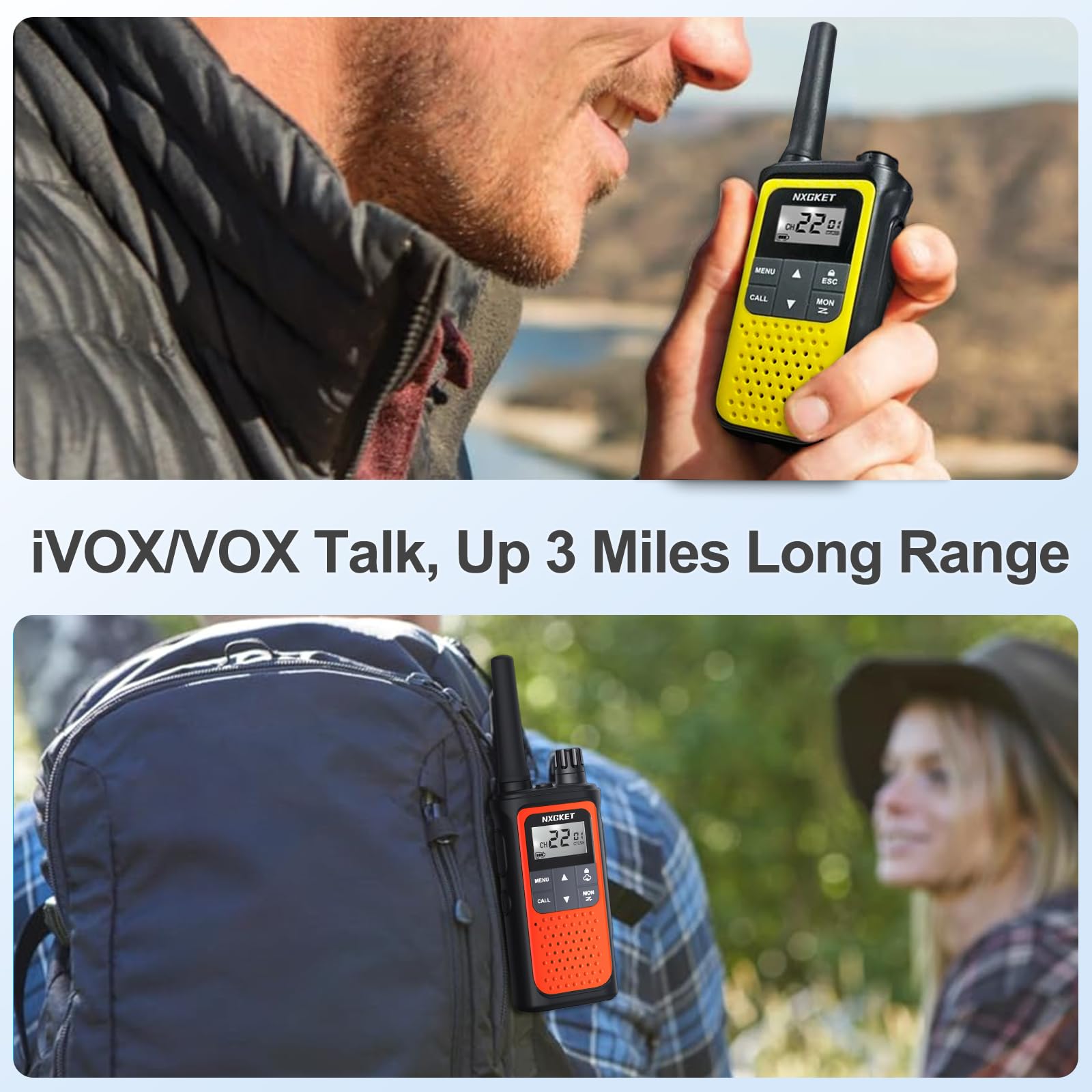 Nxgket Walkie Talkies For Adults Long Rang Noaa Weather Alerts, Rechargeable Walkie Talkies 2 Way Radio 22 Frs Channel With 1800