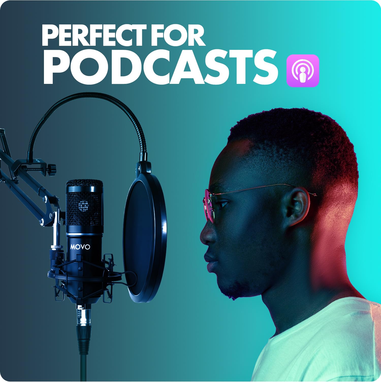 Movo Podpak2A 2 Pack Universal Cardioid Condenser Microphone Kit With Articulating Scissor Arm Mic Stand, Shock Mount, And Goose