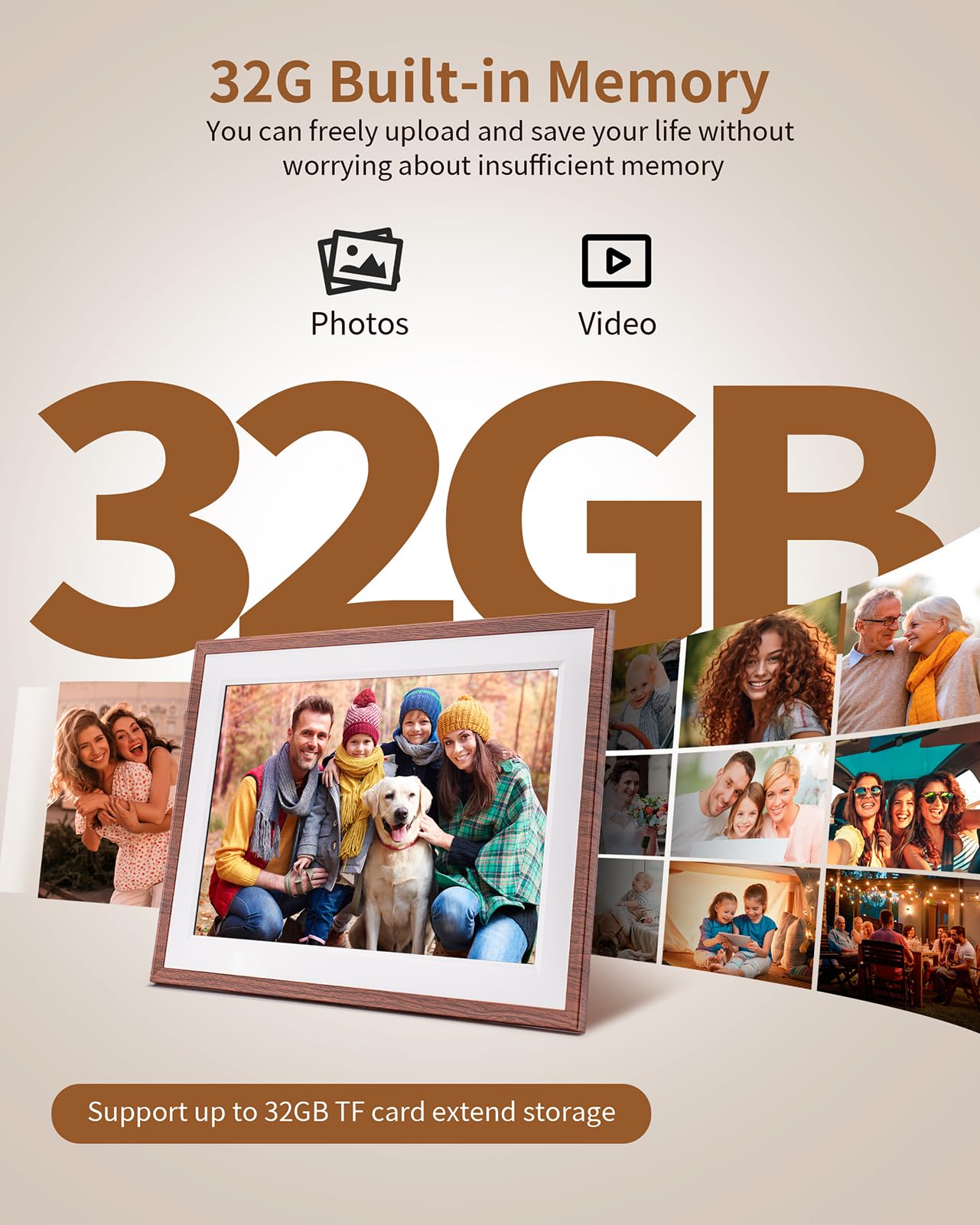 Mqqc Frameo 10.1 Inch Digital Picture Frame,Wifi Electronic Frame,1280 * 800Ips Hd Cloud Smart Digital Photo Frame,32Gb Storage,