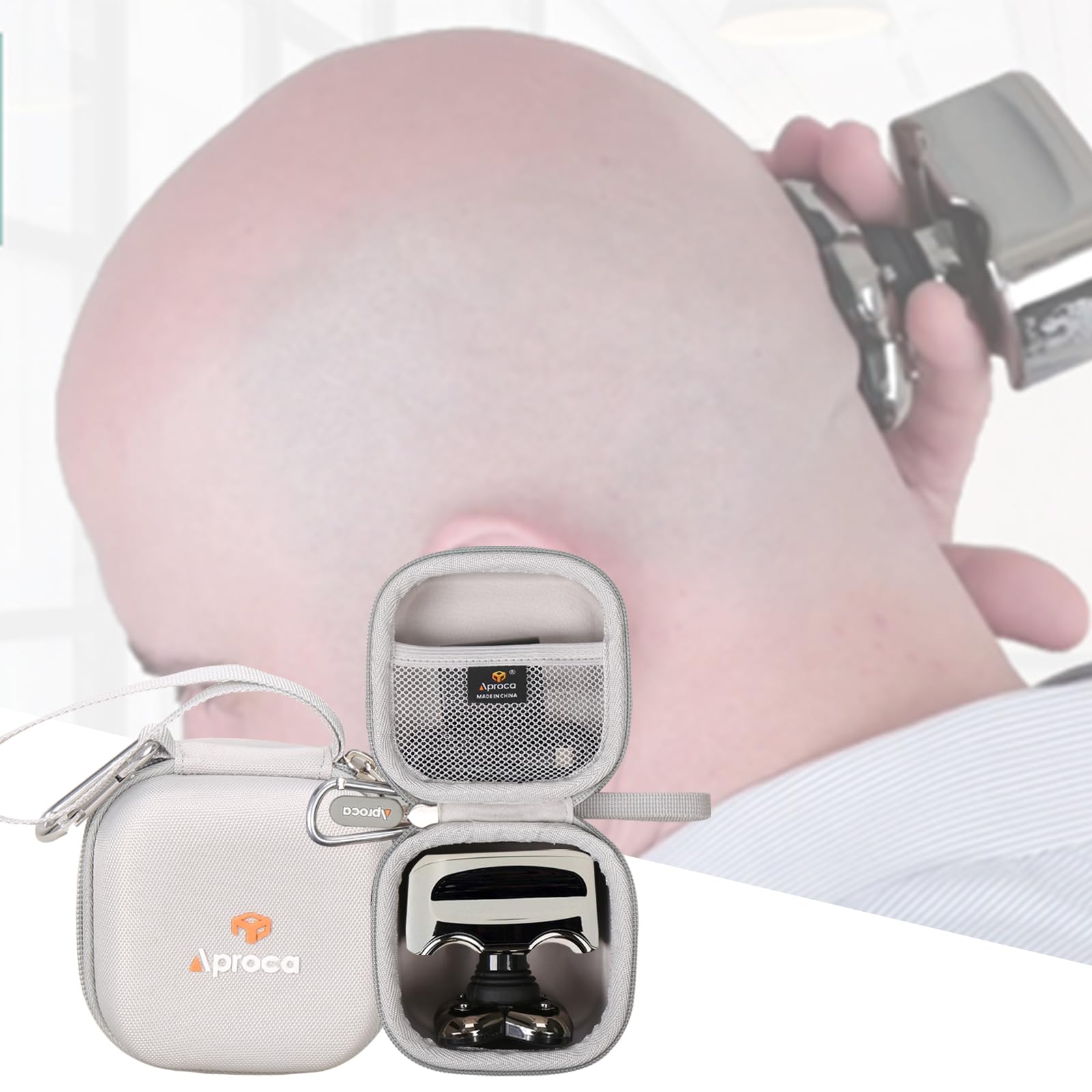 Aproca Grey Hard Storage Portable Case, For Skull Shaver Pitbull Gold Pro/Silver Pro Head Shaver Electric Head & Face Shaver