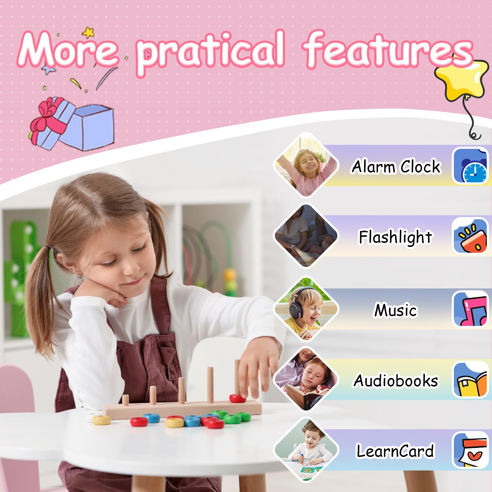 Derui 1.5 Inches Kids Smart Watch For Boys Girls, 26 Puzzle Games, Smartwatch With Camera, Pedometer, Video Voice Music Player L