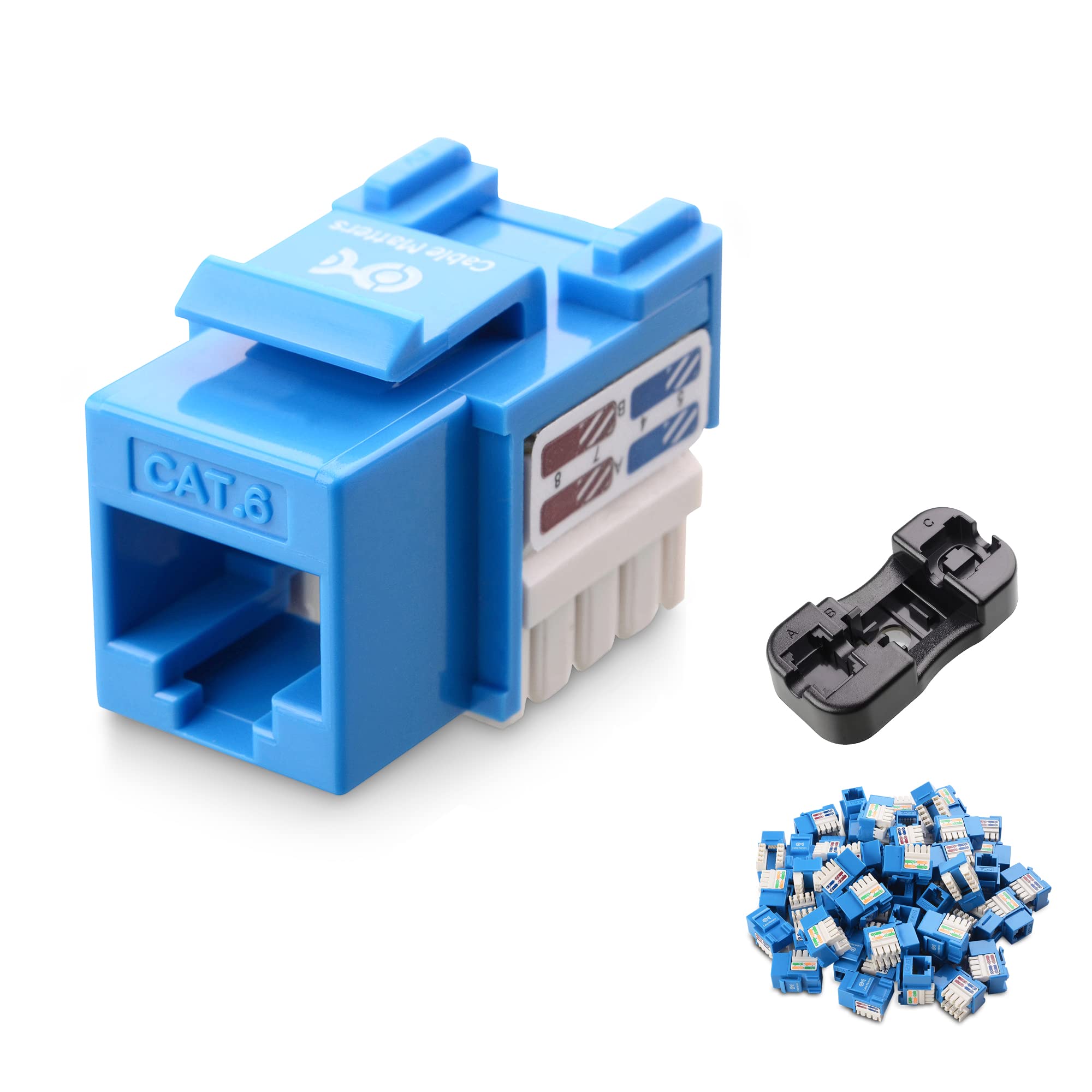 Cable Matters [Ul Listed] 50 Pack 10Gbps Cat6 Keystone Jacks, Rj45 Keystone Jack, Ethernet Keystone Jack In Blue With Keystone P