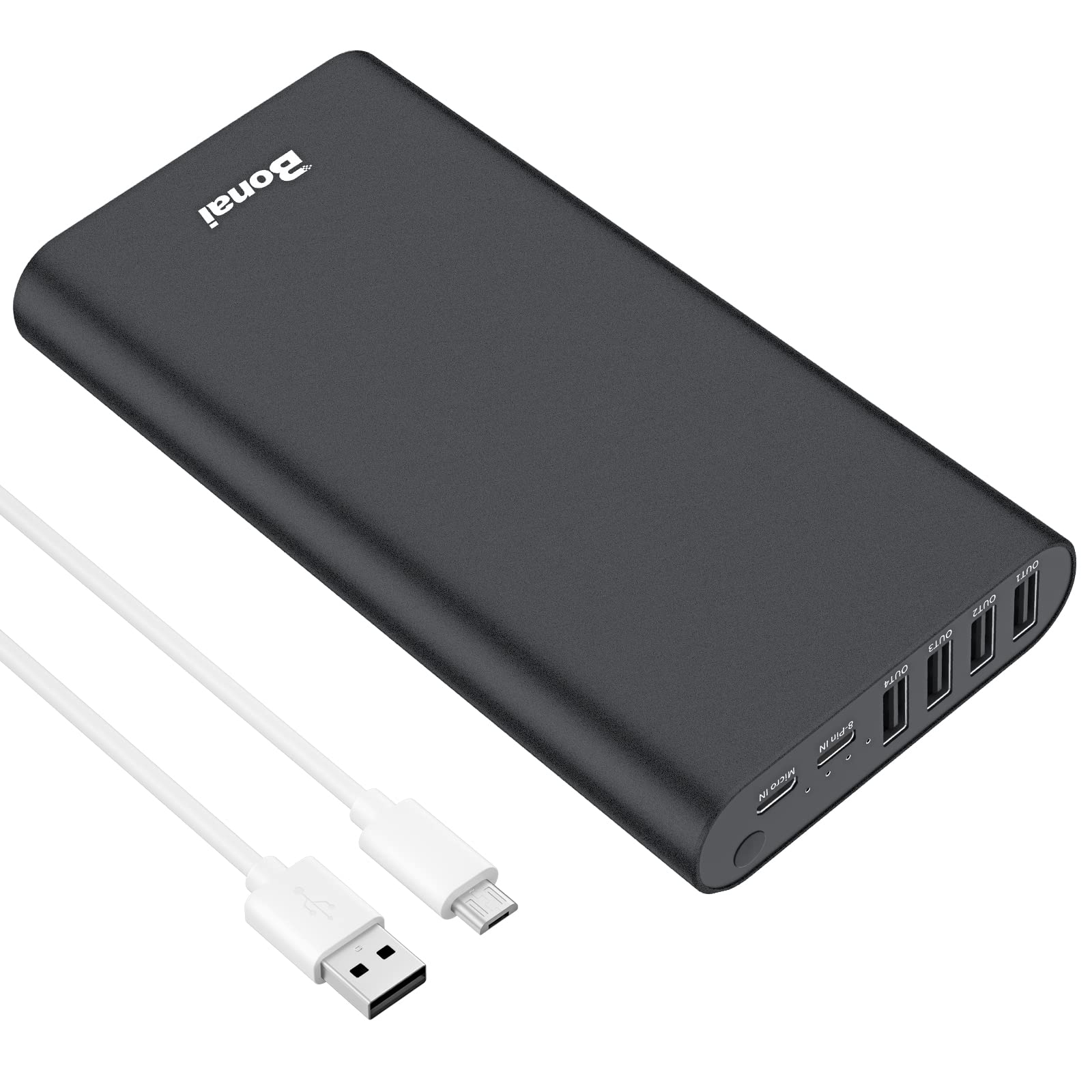 Bonai Portable Charger 20000Mah Iphone Charger Aluminum External Battery Pack Power Bank 4 Usb Outputs(2.1A), High Speed Chargin