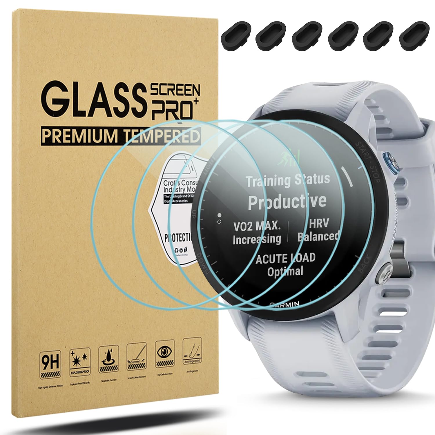 Suoman 4+6 Pack For Garmin Forerunner 955 Screen Protector + Charger Port Protector, [Anti Scratch] Tempered Glass For Garmin Fo