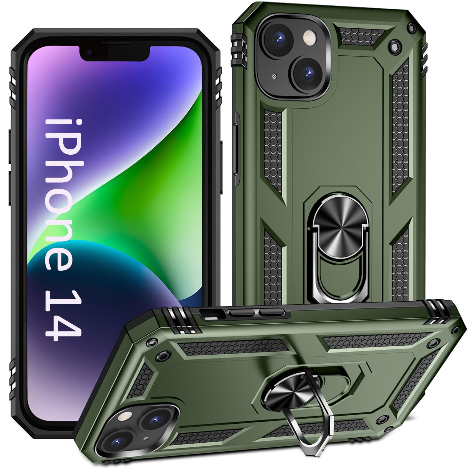 Addit Case For Iphone 14 Phone Case Iphone 14 Case, With Stand Ring, Support Magnet Car Mount, Military Grade, Heavy Duty, For I