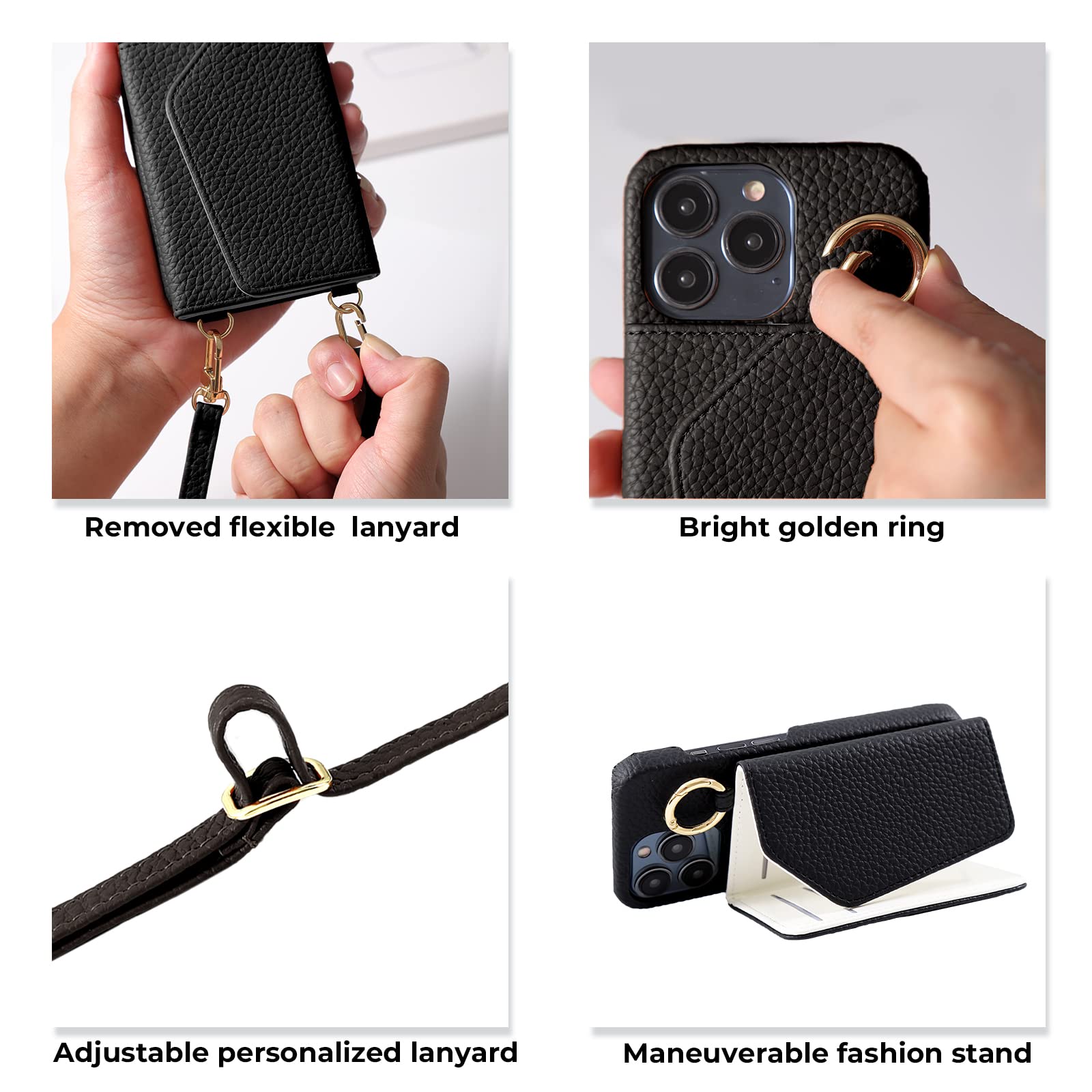 Handodo Wallet Case Compatible Iphone 12/Iphone 12 Pro,Women Vegan Leather Detachable Crossbody Phone Case With Rfid Blocking Ca