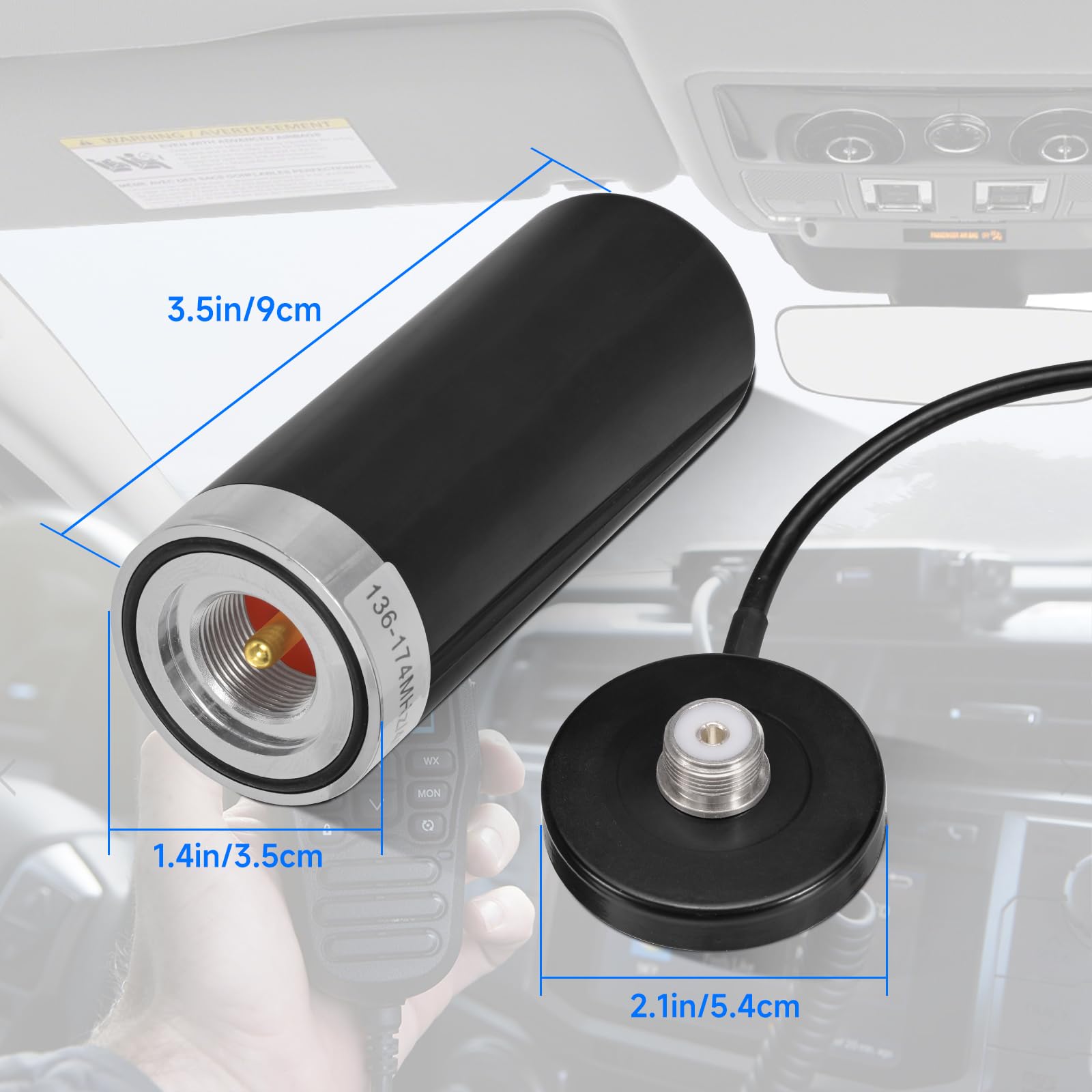 Eightwood Dual Band Vhf Uhf Ham Mobile Radio Antenna Pl259 Connector With Magnetic Base Extension Cable 16 Feet For Vehicle Mari