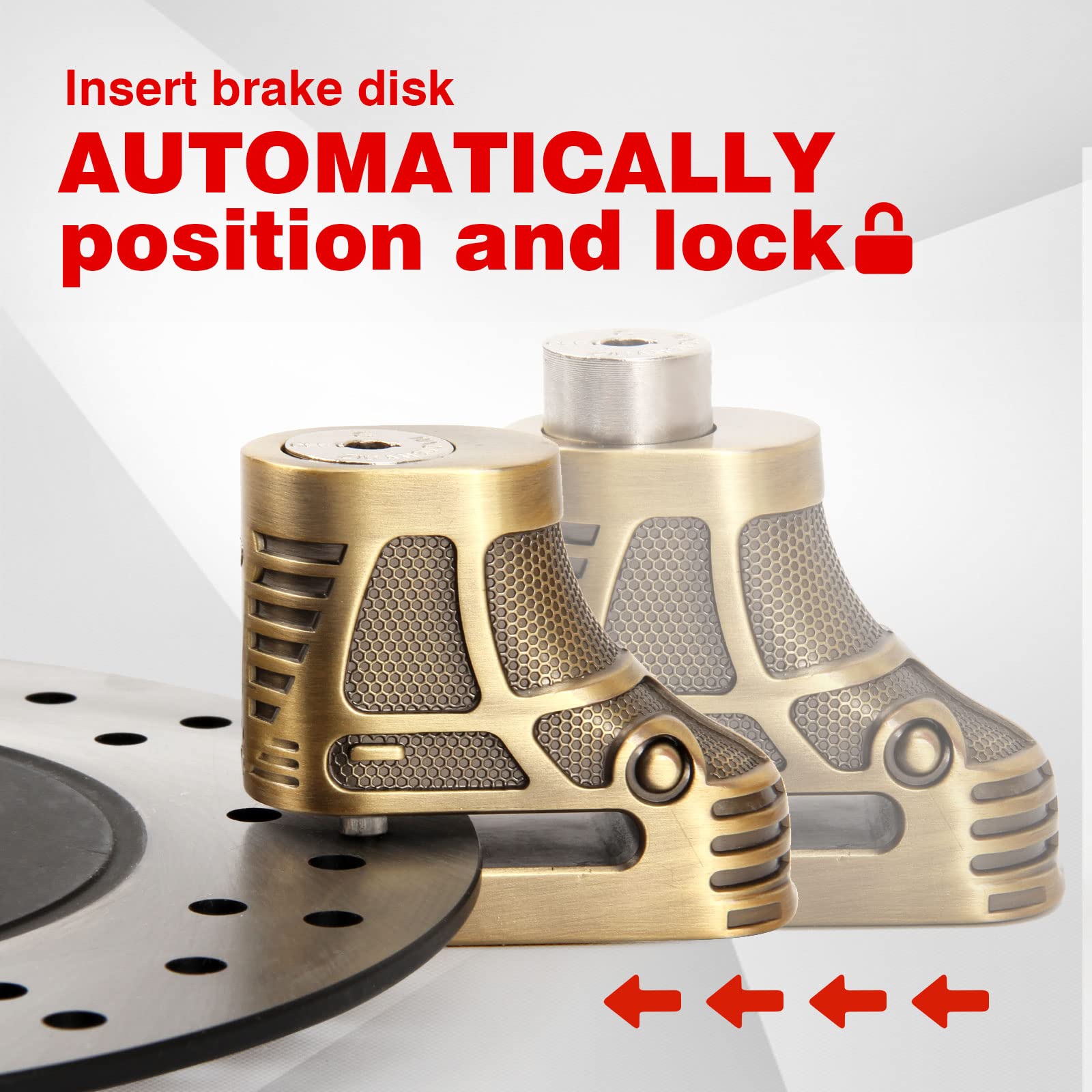 Opsoopi Motorcycle Lock, Motorcycle Locks Anti Theft Waterproof Disc Brake Lock For Motorcycles Wheel Lock Scooter Dirt Bike Wit