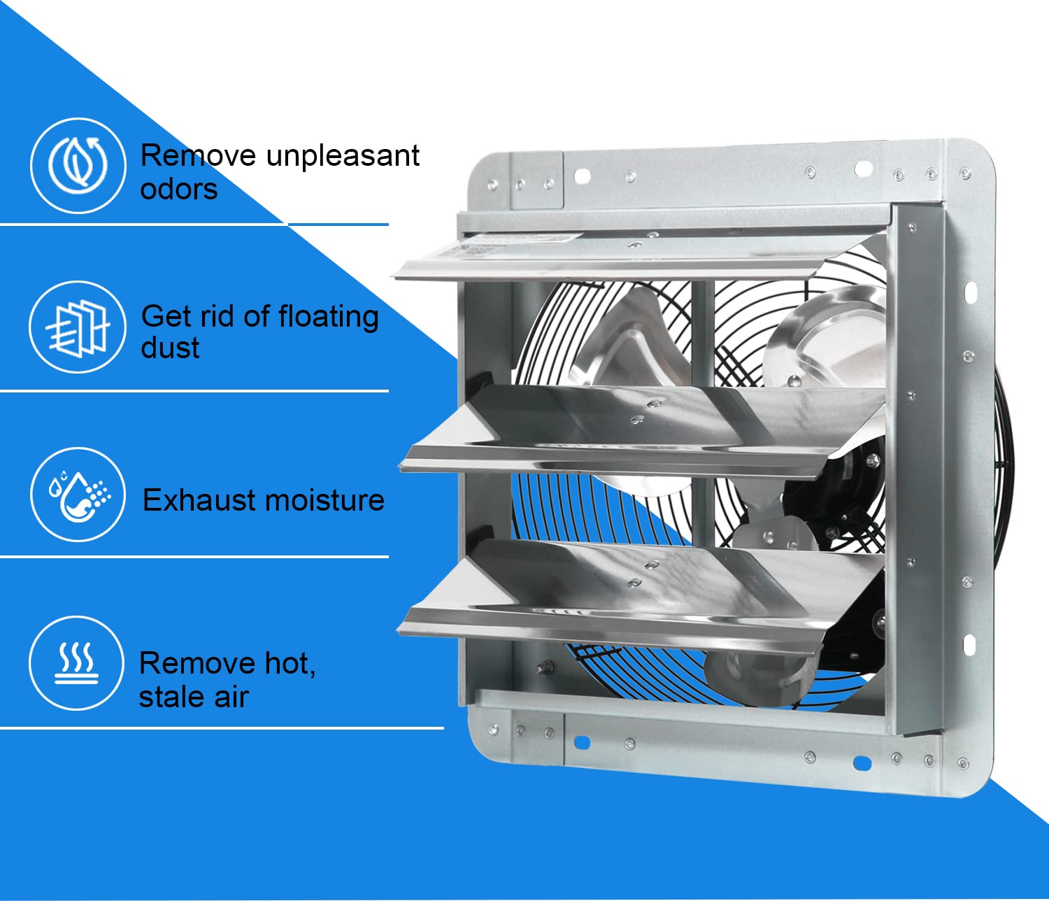 Ken Brown 20 Inch Shutter Exhaust Fan With 1.65 Meters Power Cord Wall Mounted, High Speed 3500Cfm, Vent Fan For Garages And Sho