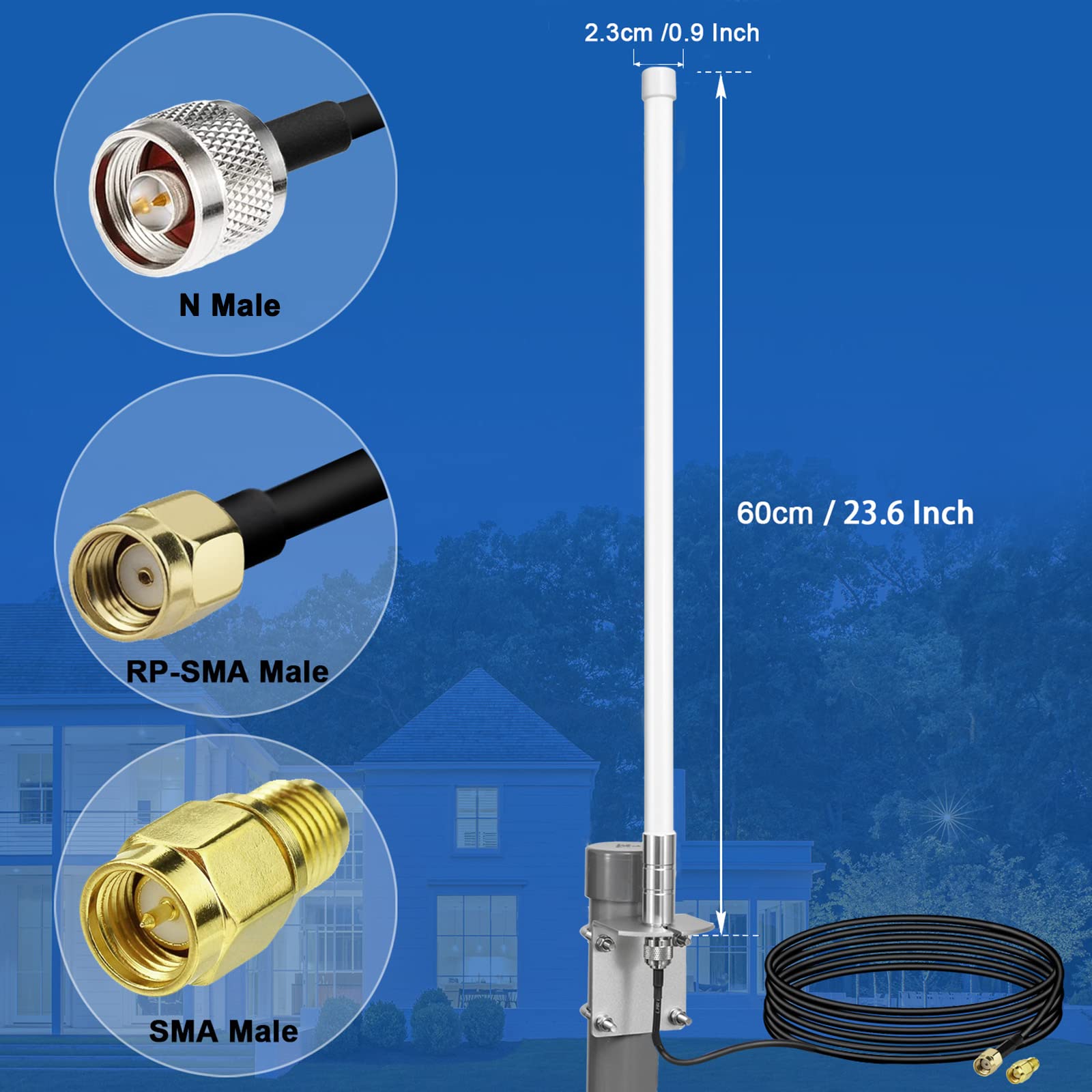 Waterproof 8Dbi Long Range Cellular Ultra Distance Lora Gateway Antenna Omni Directional Glass Fiber Lorawan 915Mhz Antenna With