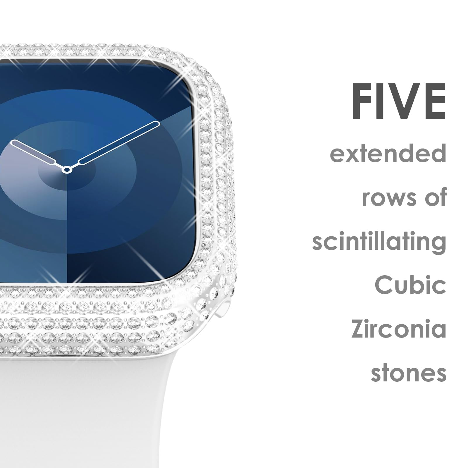 Surace 41Mm Case Compatible With Apple Watch Series 9 Series 8 Series 7, Bling Case With Over 400 Crystal Diamonds Protective Co