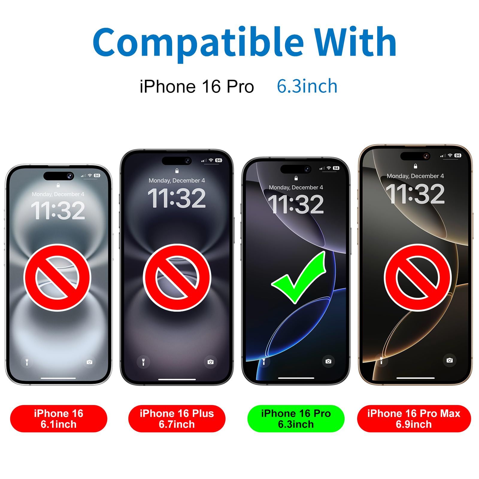 Mothca Matte Glass Screen Protector for iPhone 16 Pro (6.3 inch) - Anti-Glare, Anti-Fingerprint, Easy Installation, Case Friendly, Bubble Free