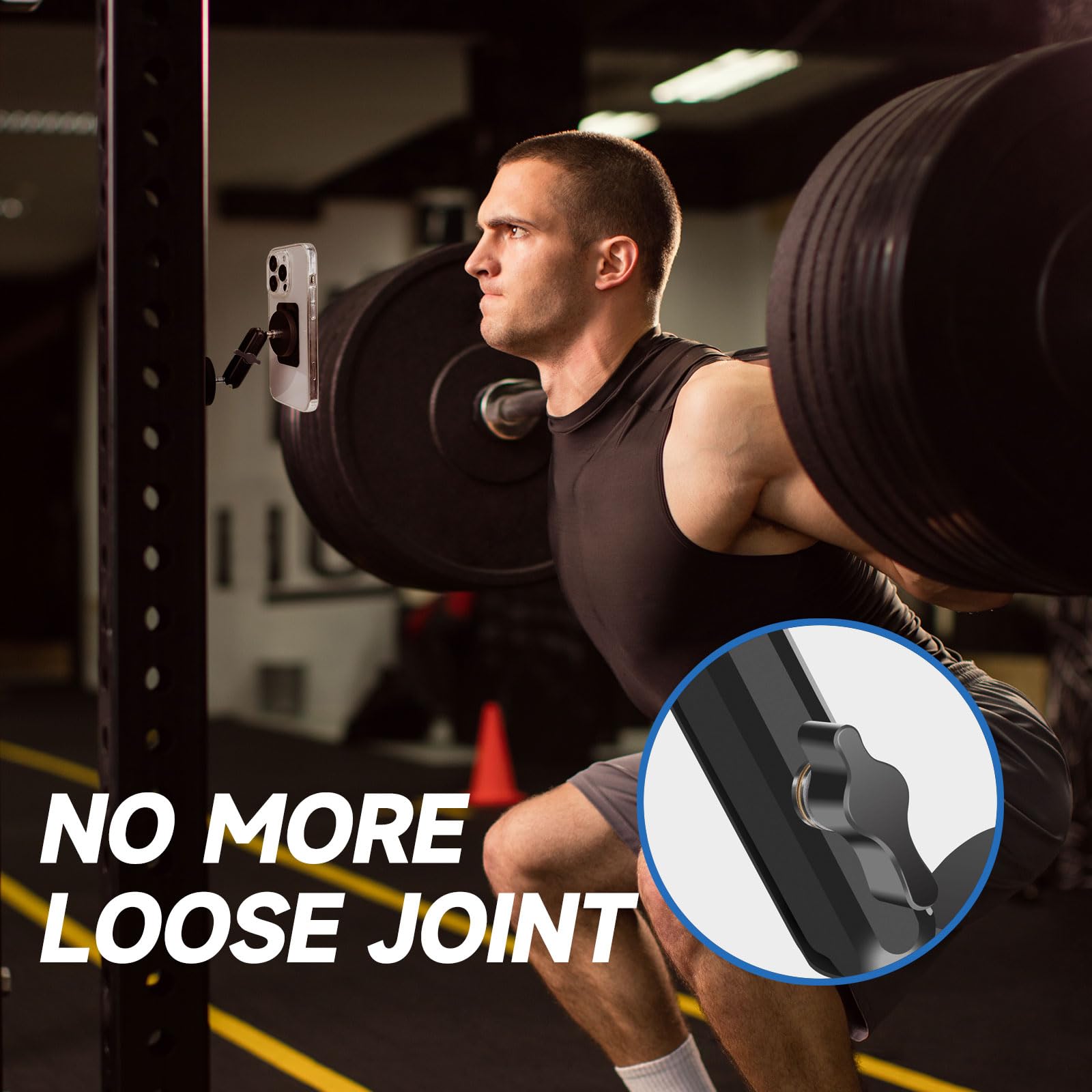 Jolliq Gym Magnetic Phone Holder Attach To Metal Surface, All Metal Dual Magnet Phone Mount For Gym, Compatible With All Iphone