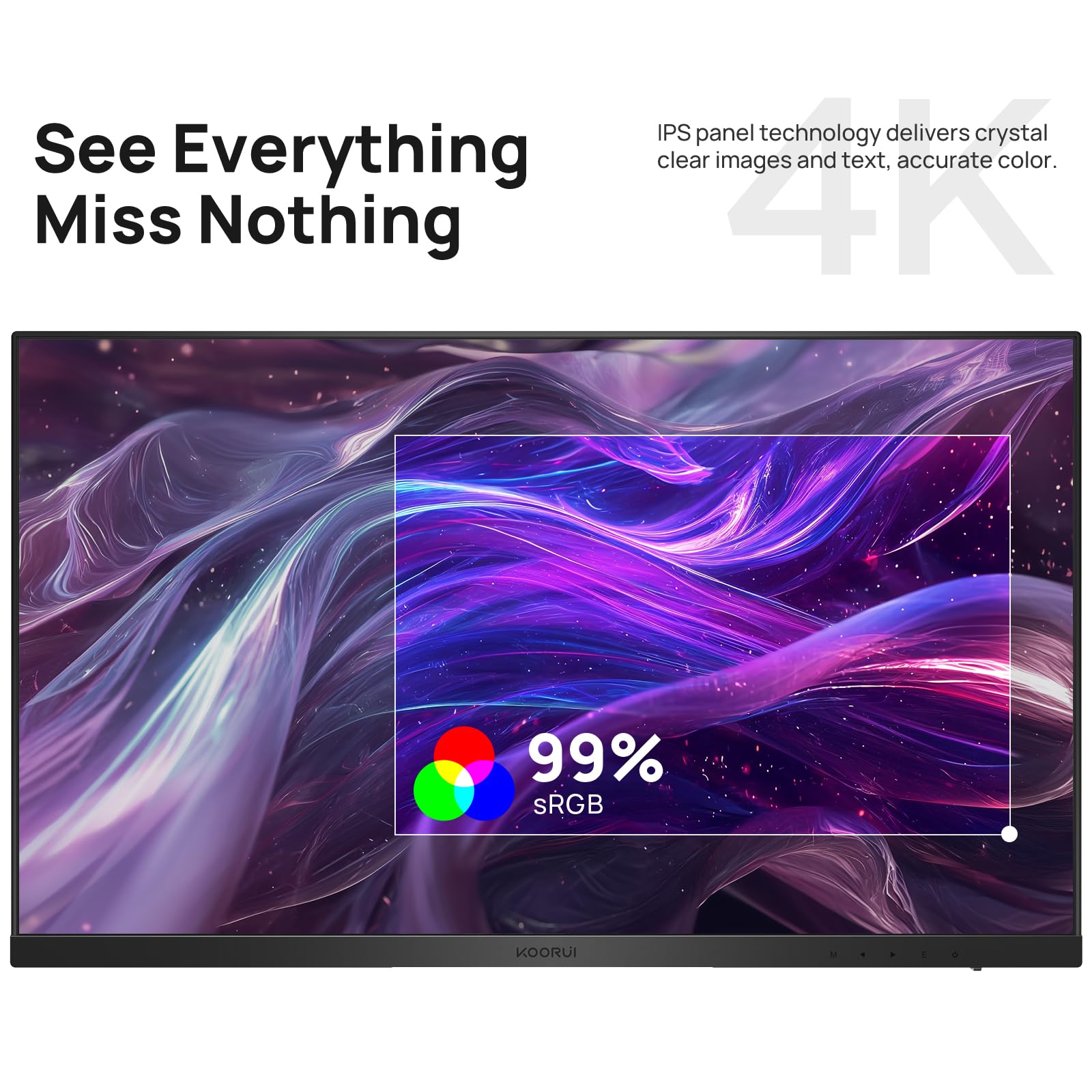 Koorui 27 Inch 4K Uhd(3840 * 2160) Monitor Ips Ultra-Thin Computer Monitor With 95% Dci-P3, Freesync & G-Sync, Displayport&Hdmi,