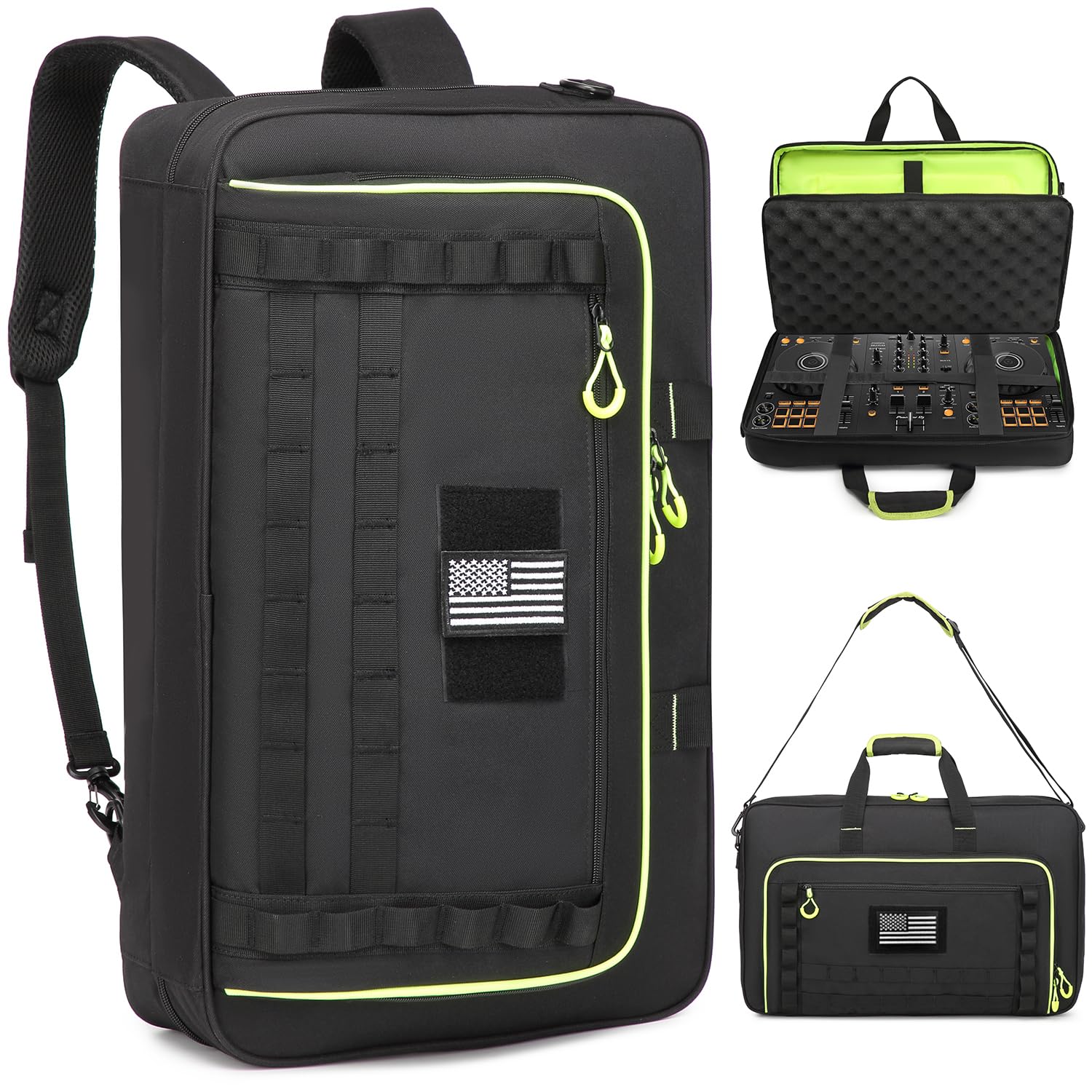 DJ Controller Case for DDJ-FLX4/ 200/400/SR2/REV1 Numark Party Mix 2/Mixtrack Platinum FX with 15.6 Laptop Compartment, DJ Contr