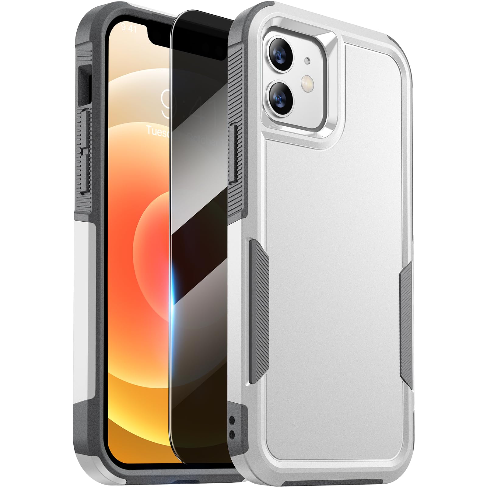 Diaclara Designed For Iphone 12 Case/Iphone 12 Pro Case, [With Privacy Screen Protector] [Anti Spy] [Military Grade Drop Protect